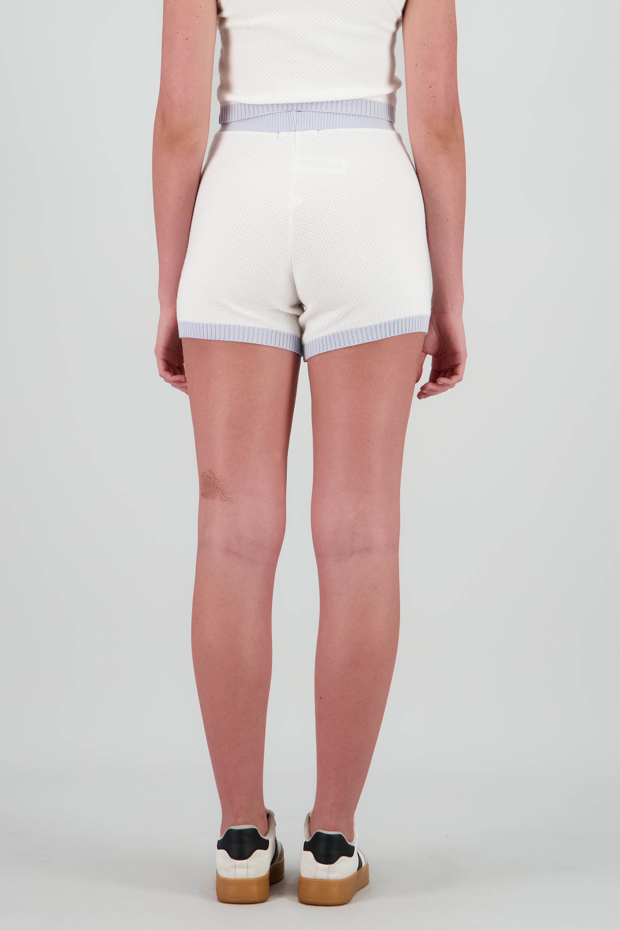 Short mini rayas tejido contraste BLANCO COMBO