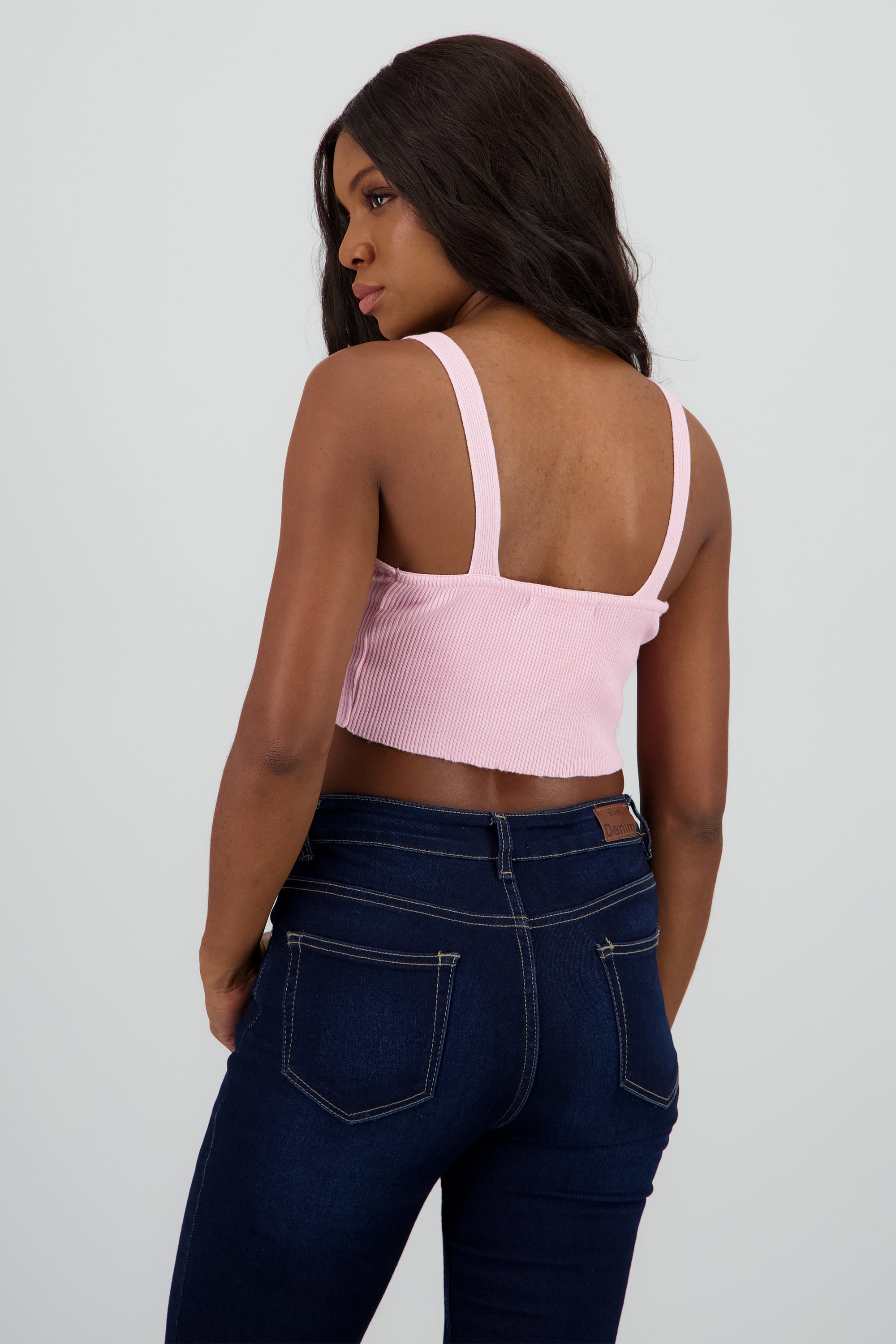 Top crop tirantes tejido ROSA PASTEL