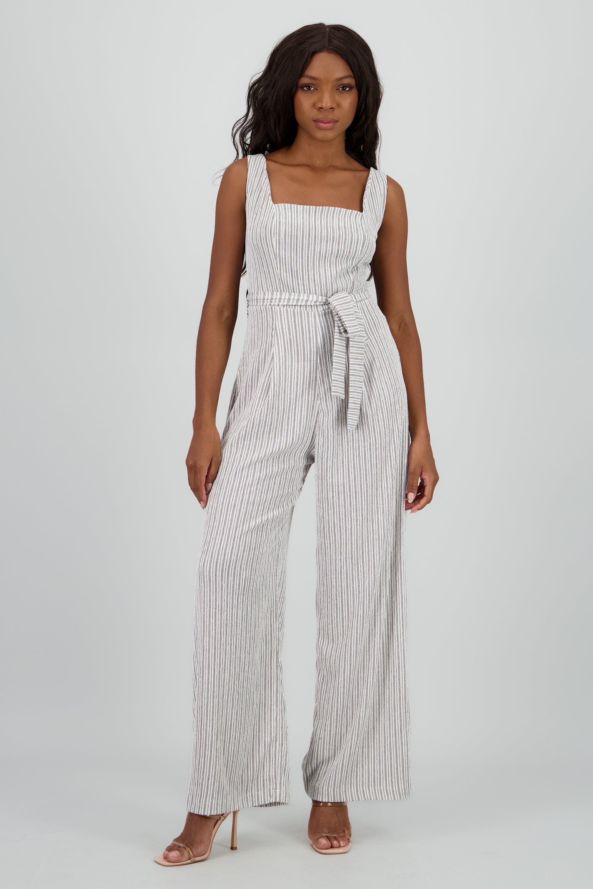 Jumpsuit escote cuadrado det lazo GRIS