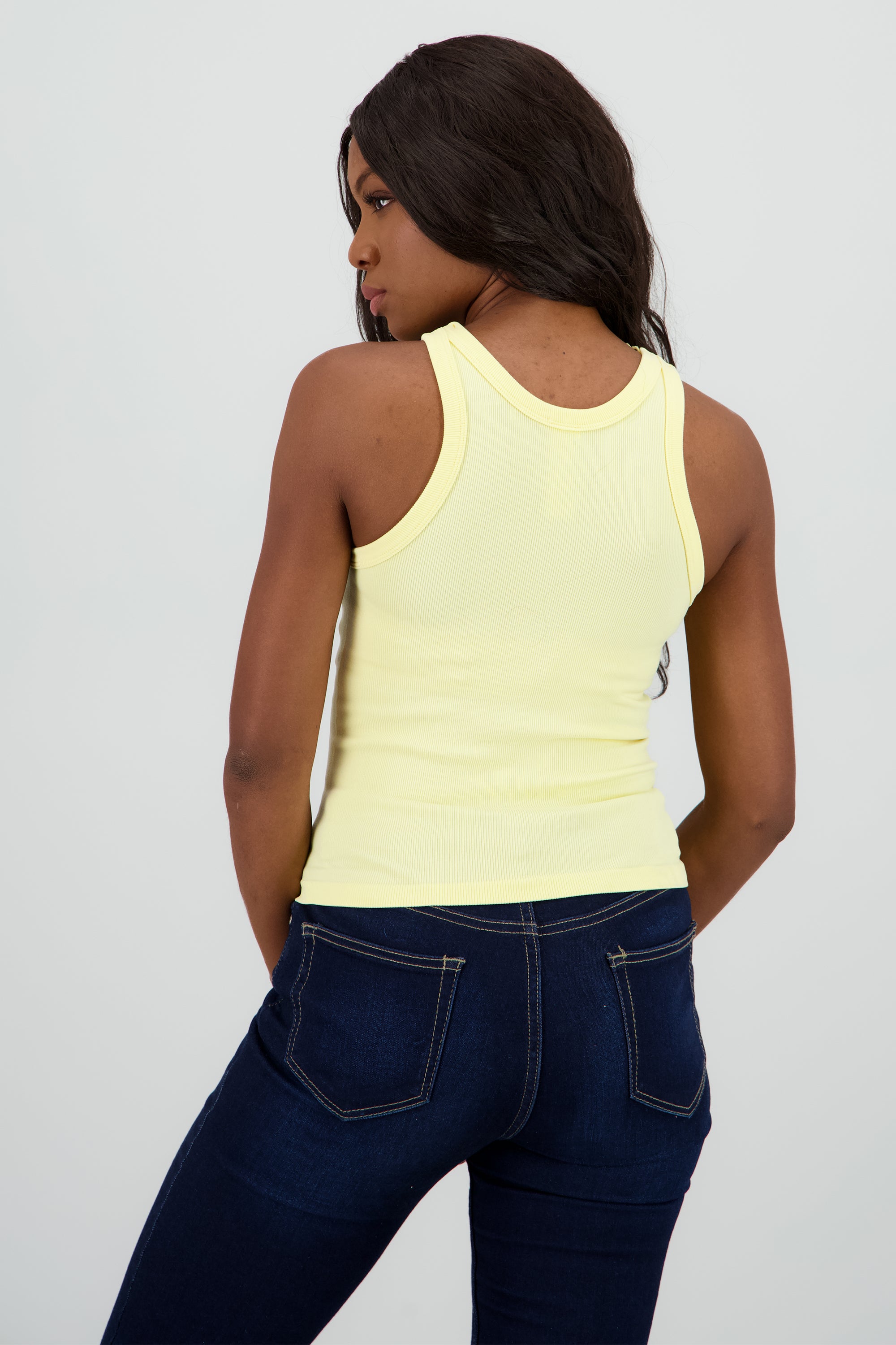 Top rib sin mangas AMARILLO PASTEL