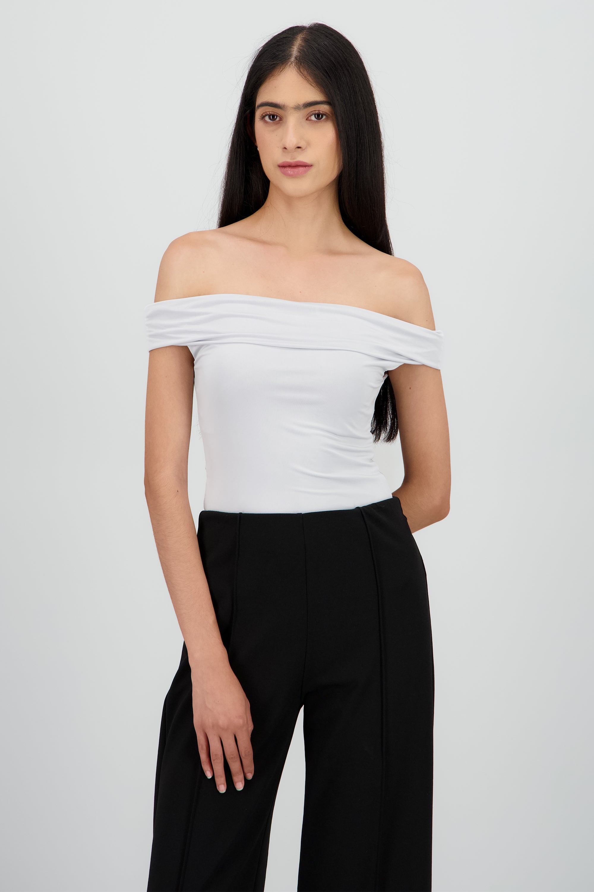 Bodysuit off shoulder GRIS CLARO