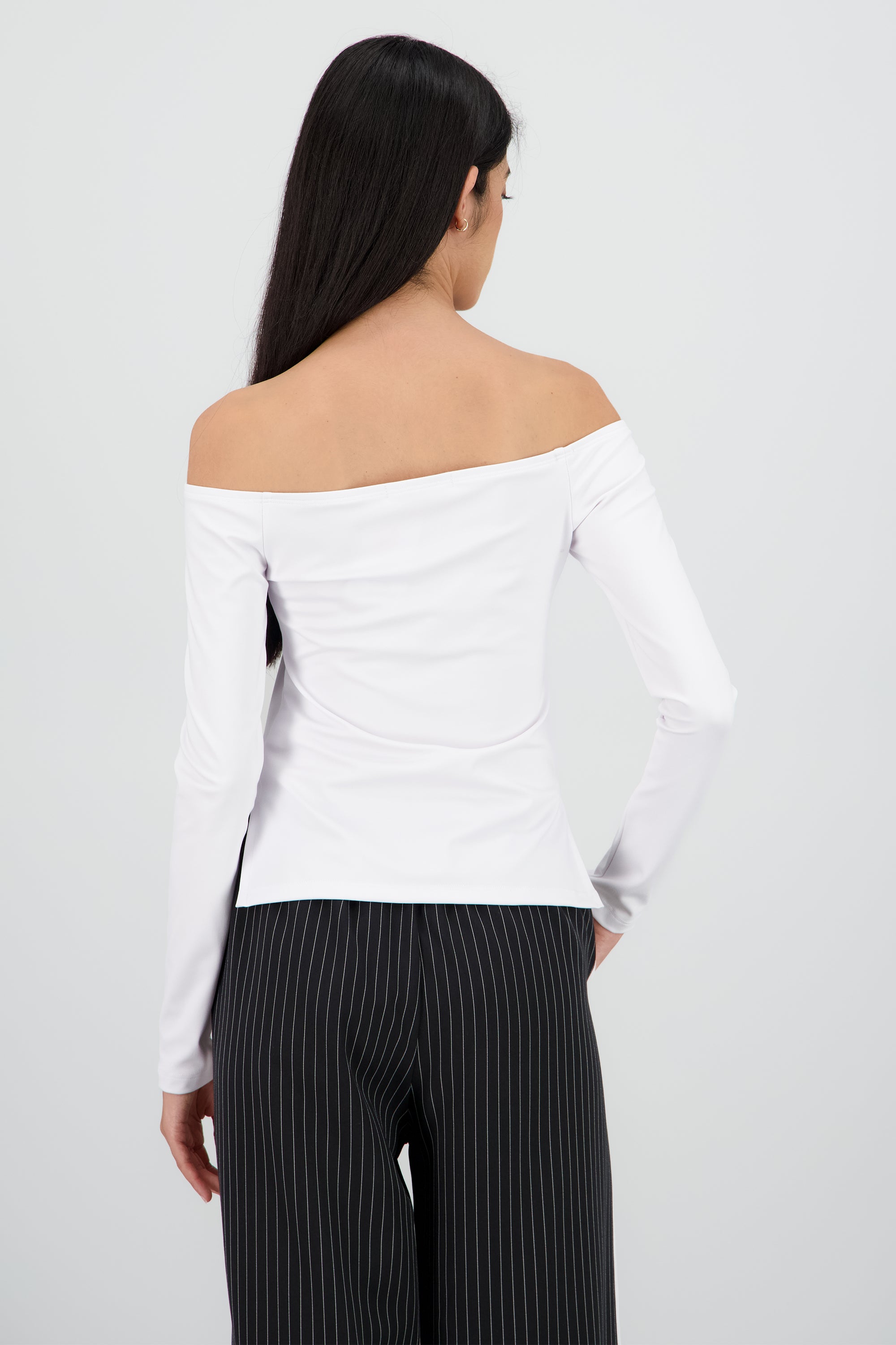 Top manga larga off shoulder liso BLANCO
