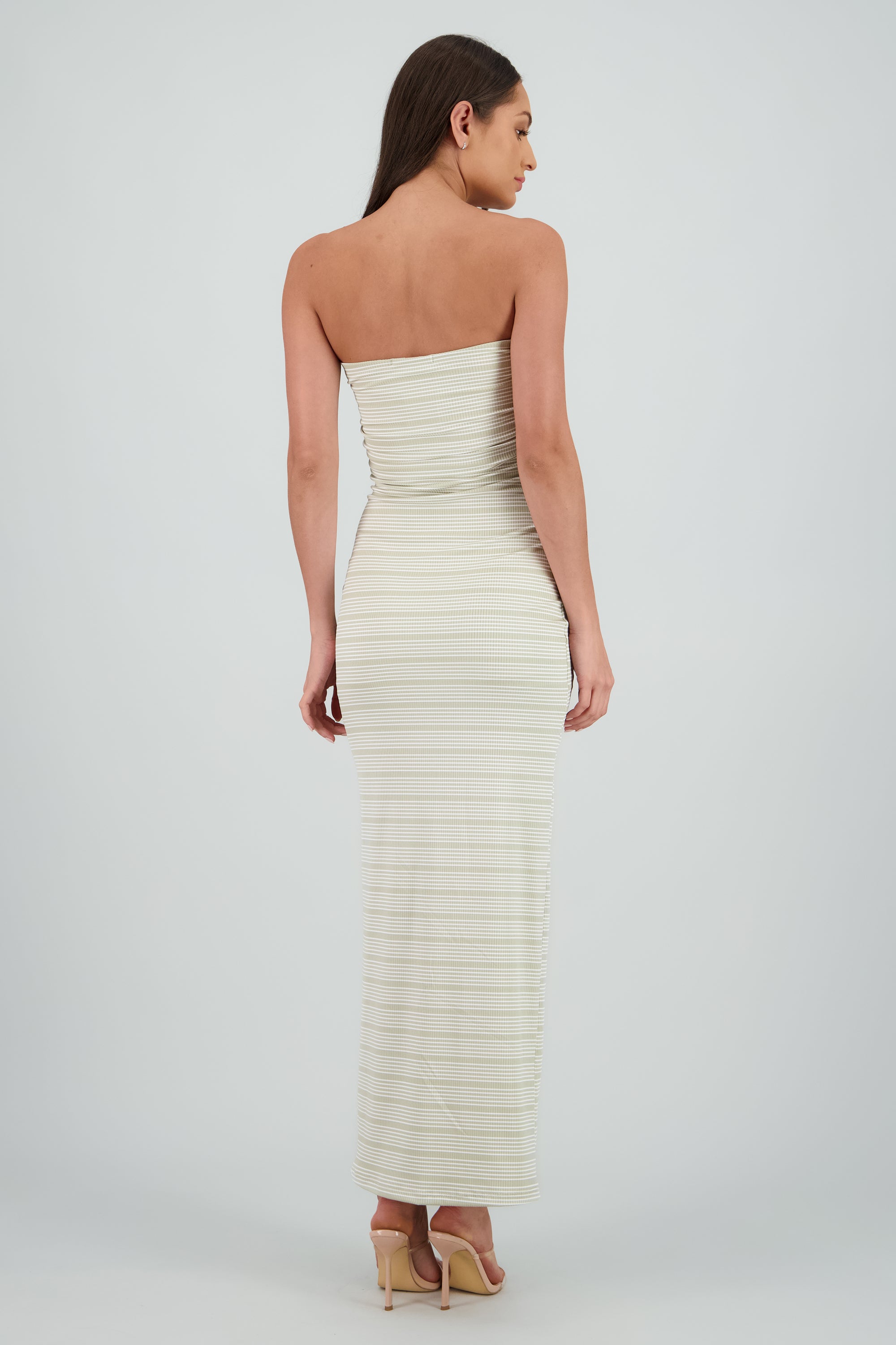 Vestido tubo estampado rayas KHAKI COMBO