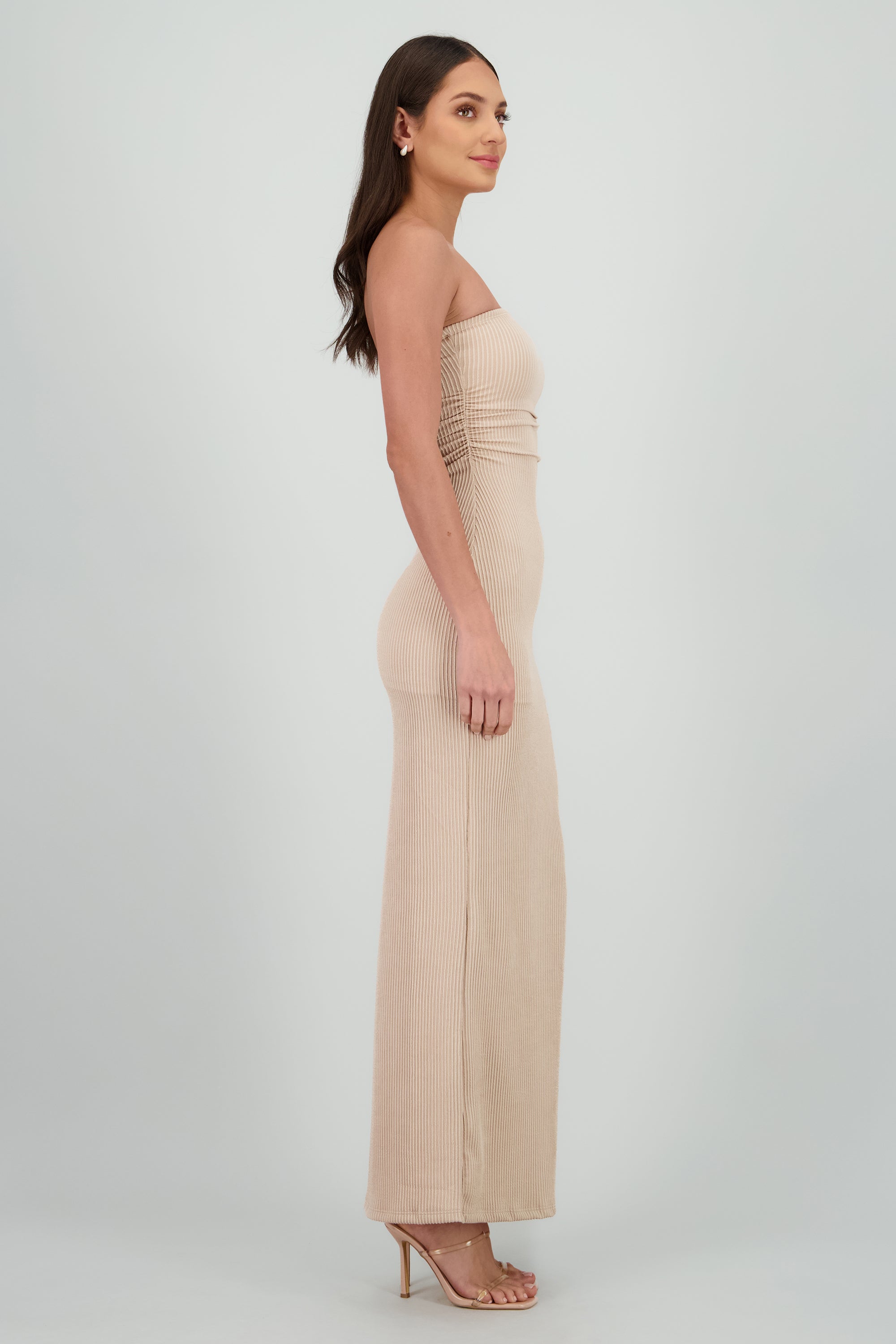 Vestido maxi tubo textura BEIGE