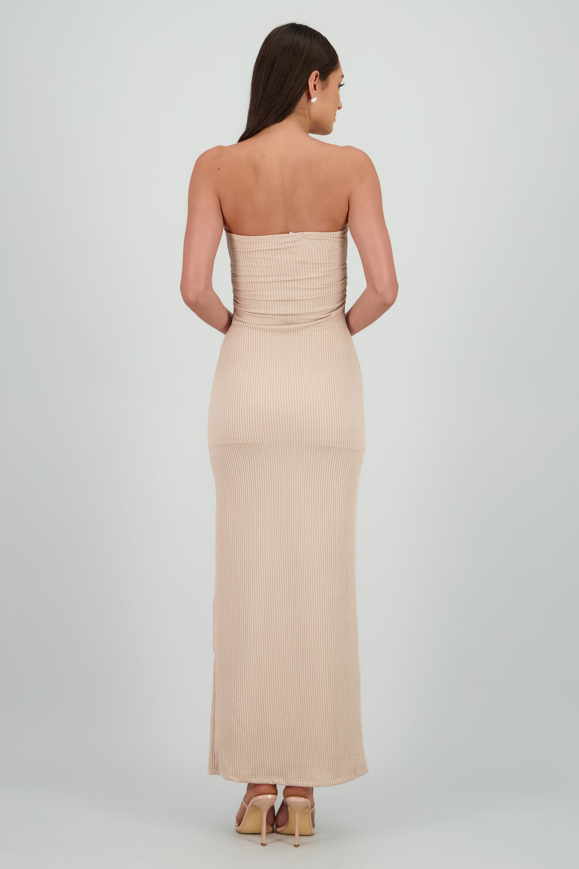 Vestido maxi tubo textura BEIGE
