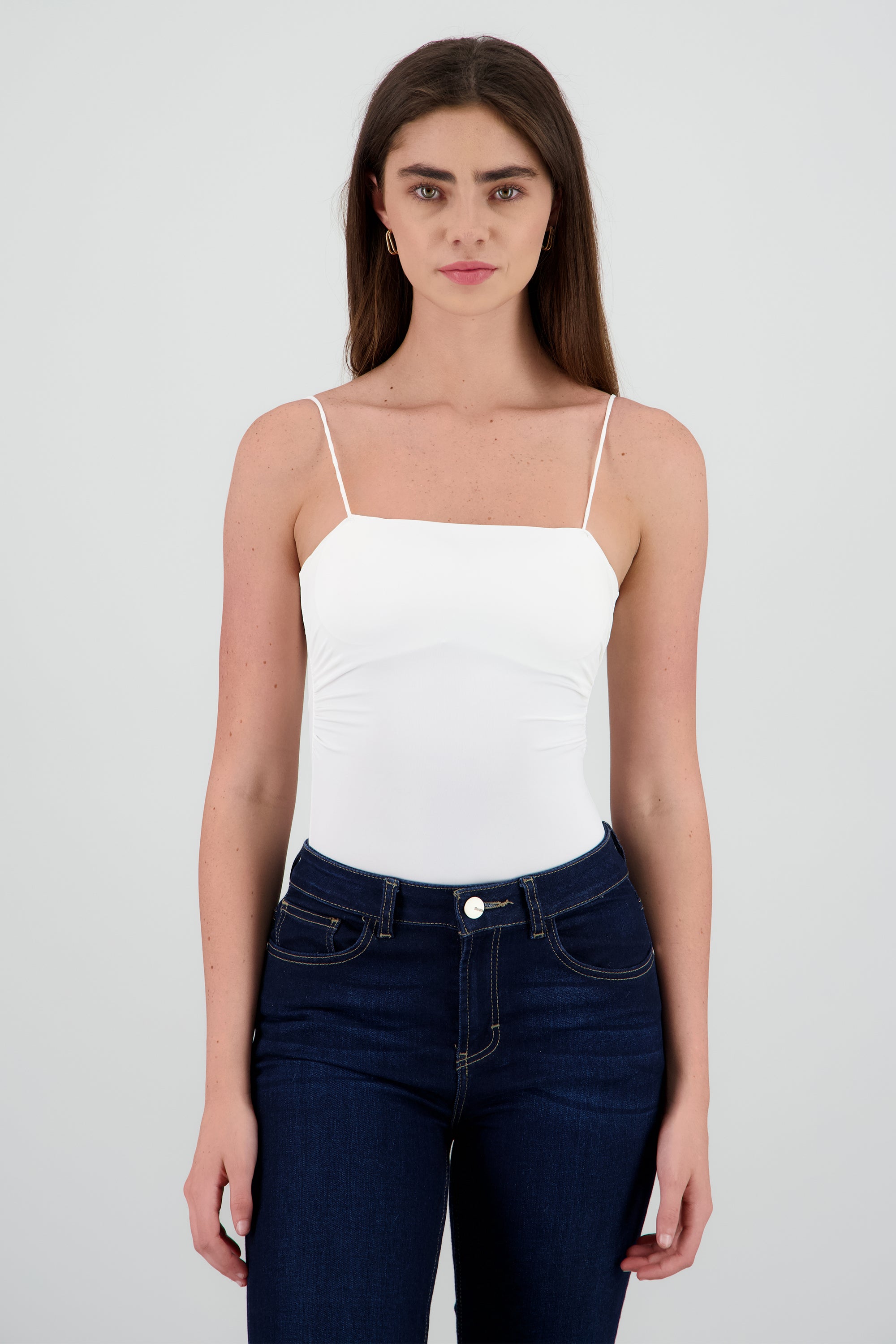 Top de tirantes con copas liso BLANCO