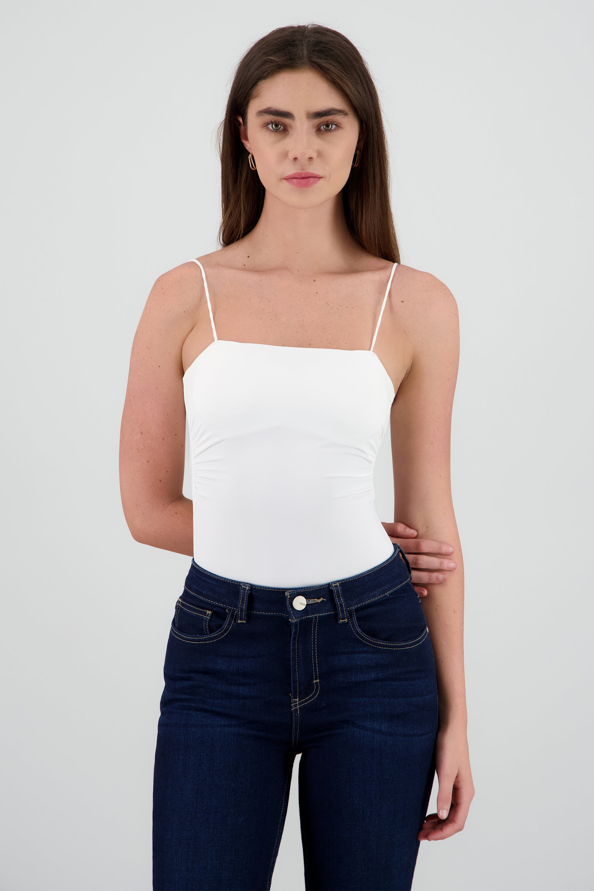 Top de tirantes con copas liso BLANCO
