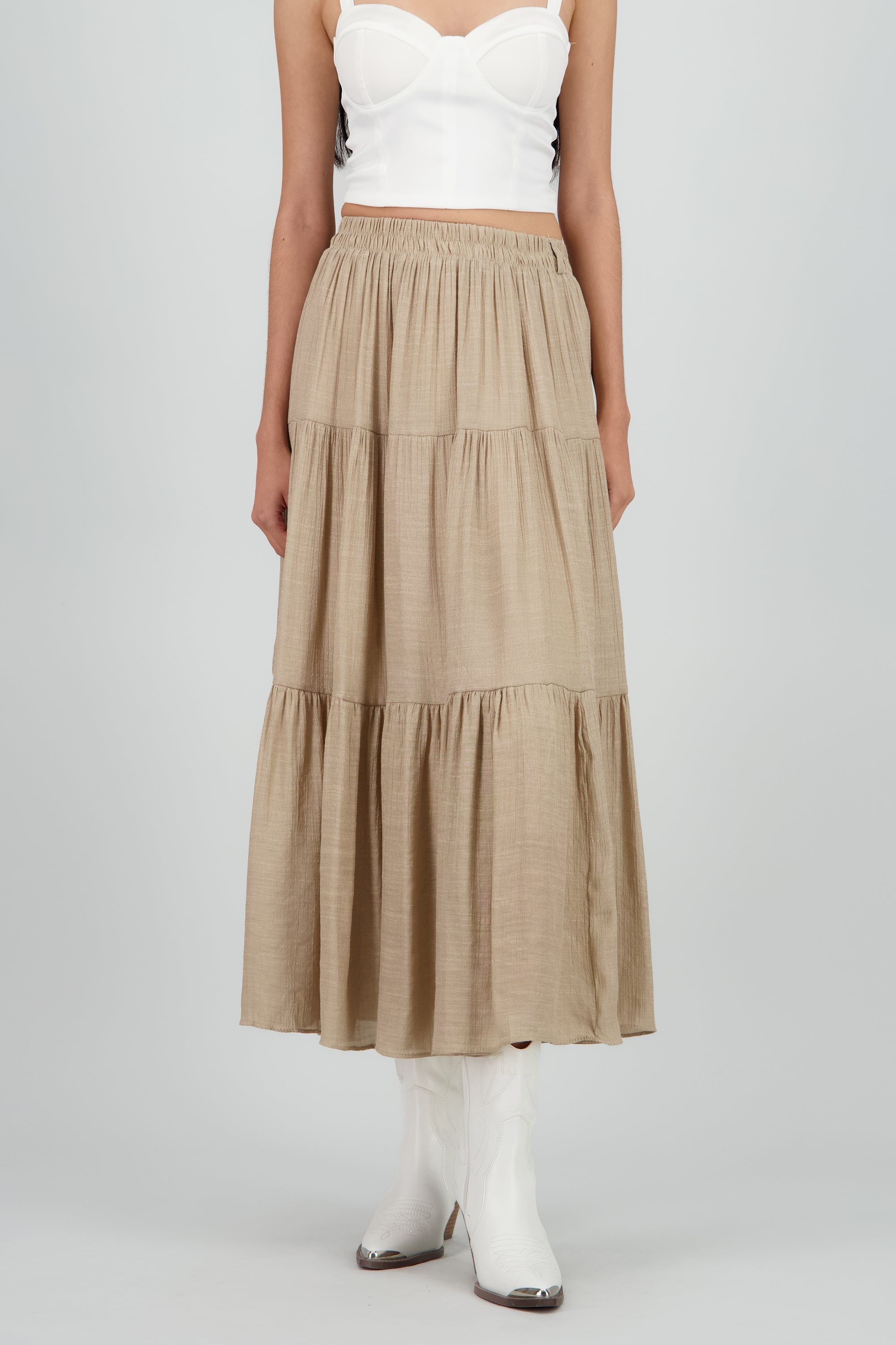 Falda midi textura KHAKI