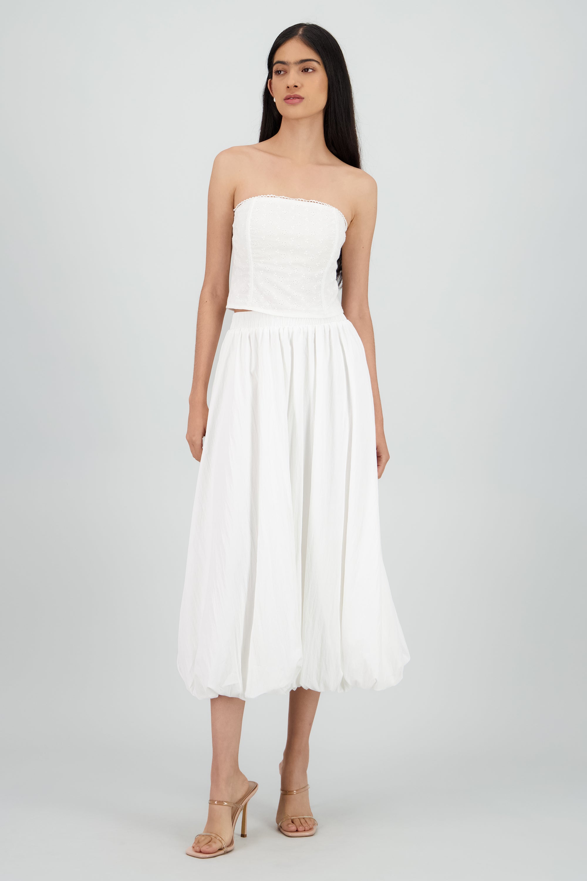 Falda midi globo BLANCO