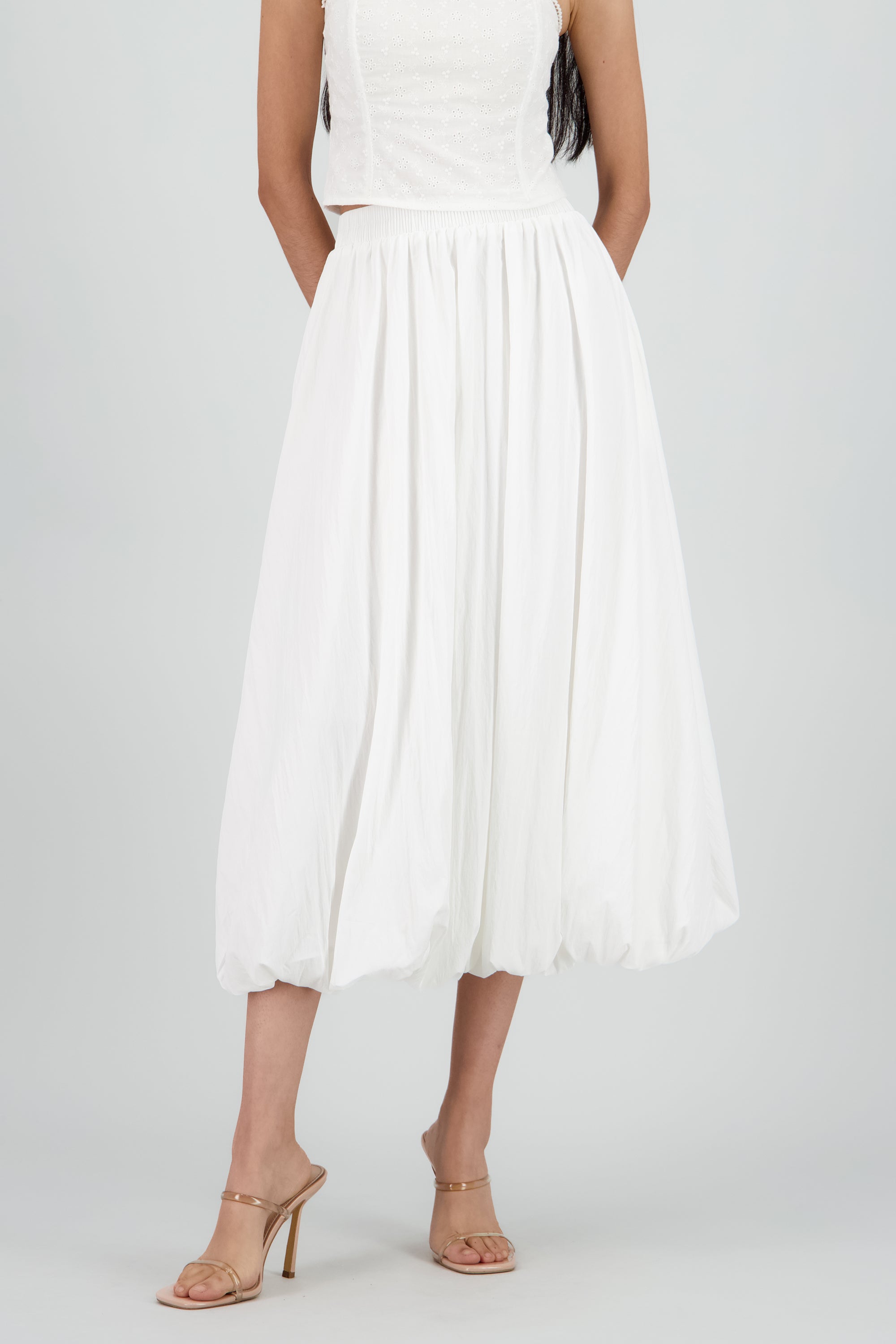 Falda midi globo BLANCO