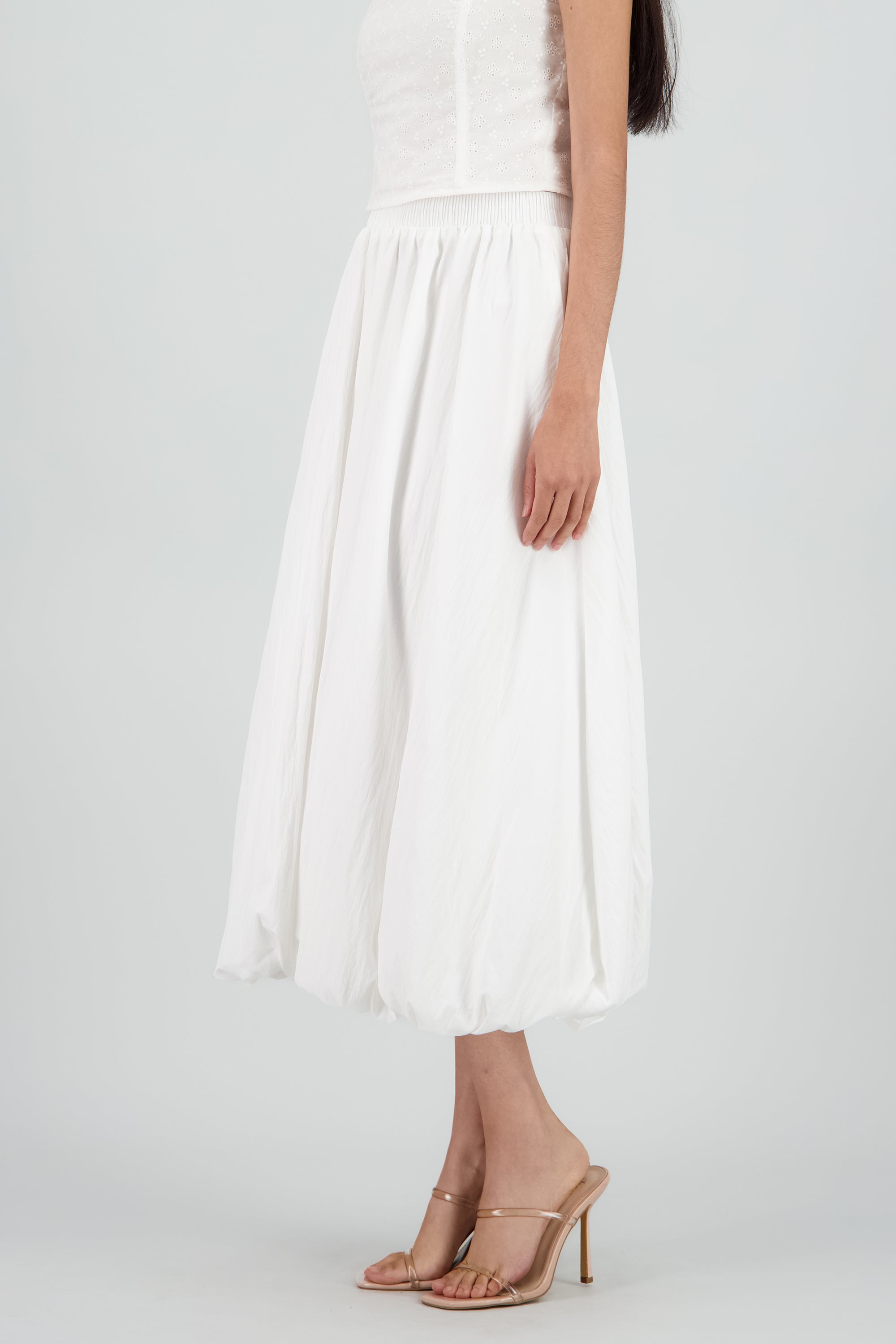 Falda midi globo BLANCO