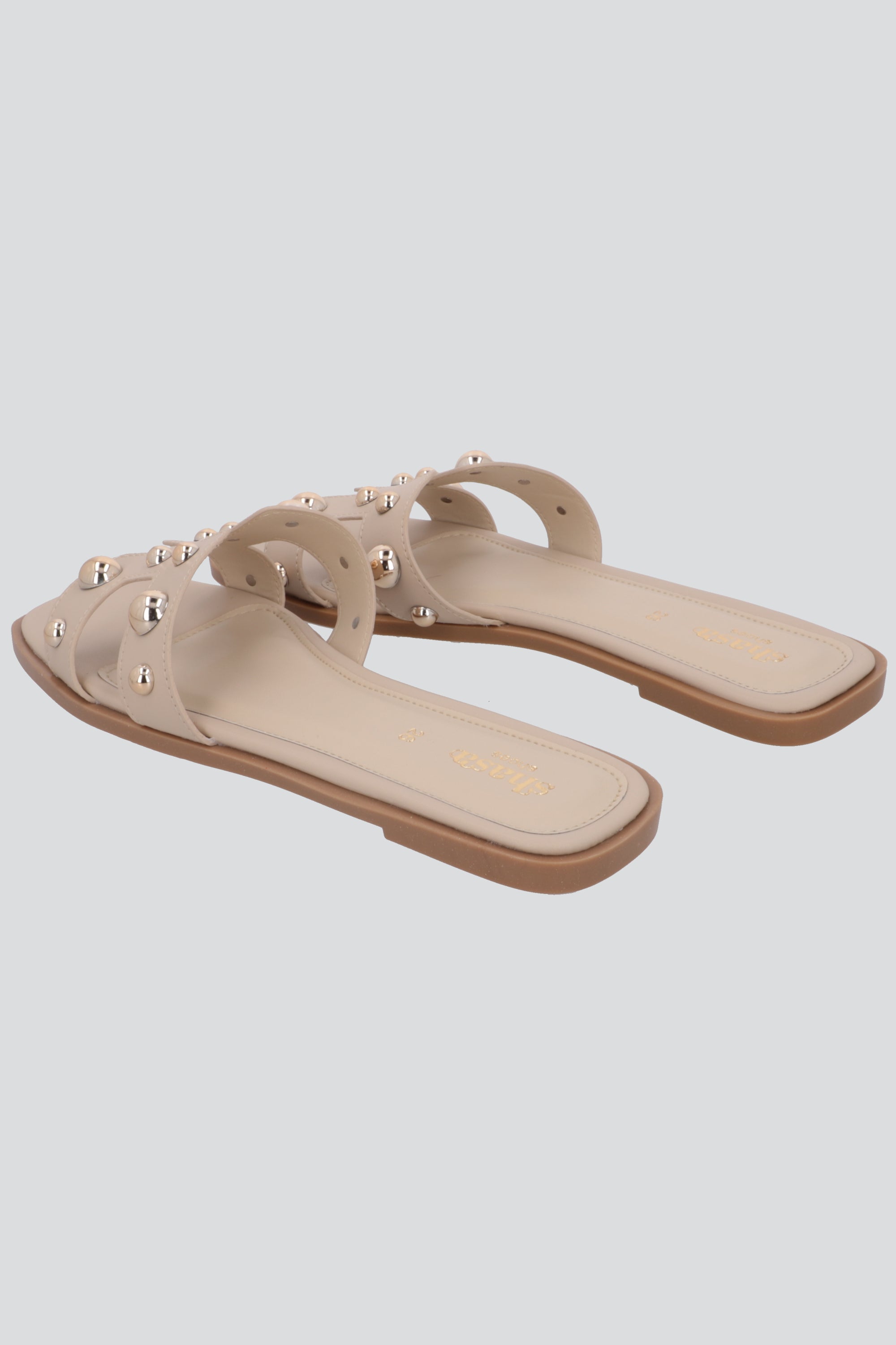 Sandalia tiras greca studs NUDE