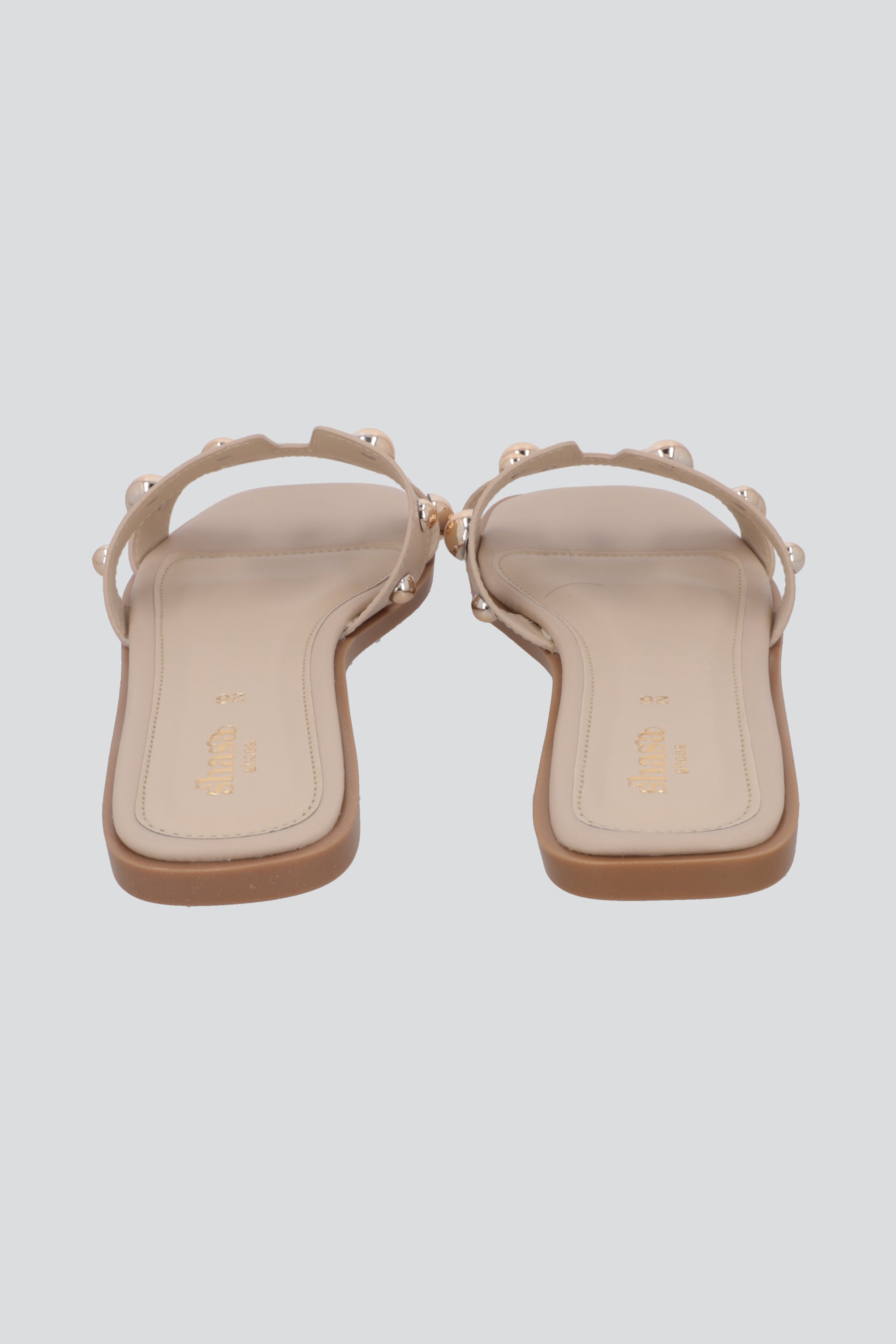 Sandalia tiras greca studs NUDE