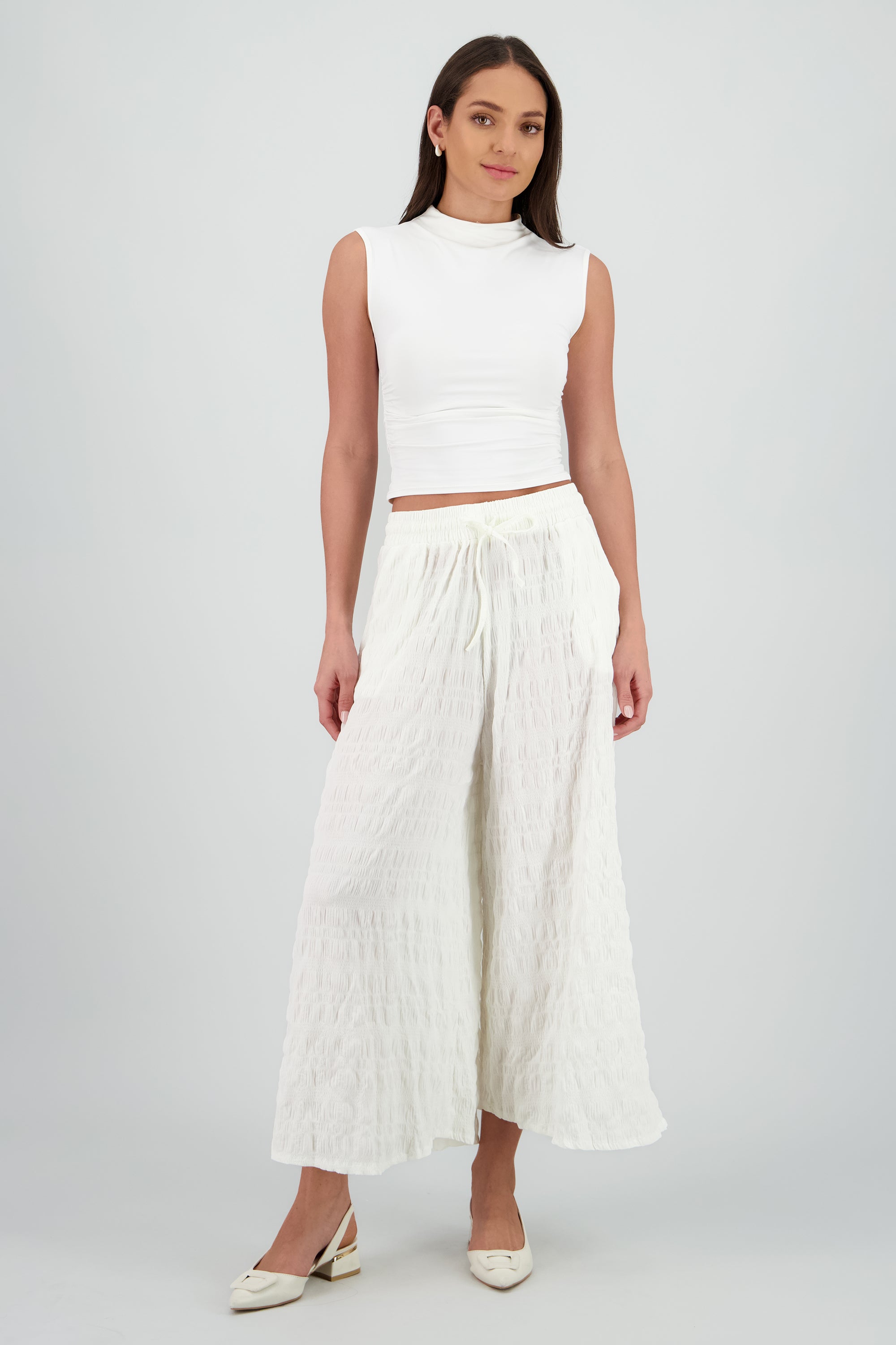 Pantalon textura BLANCO