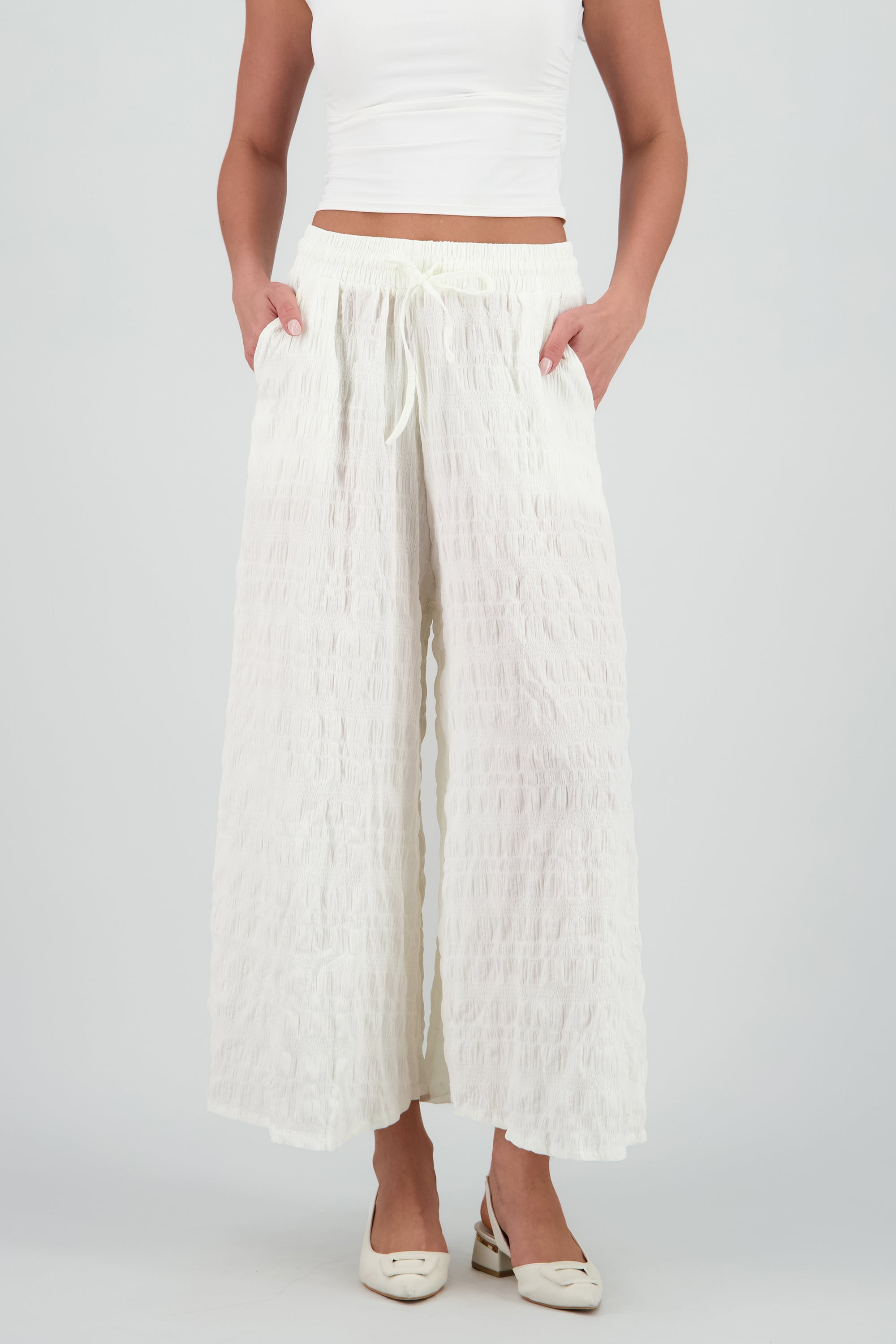 Pantalon textura BLANCO