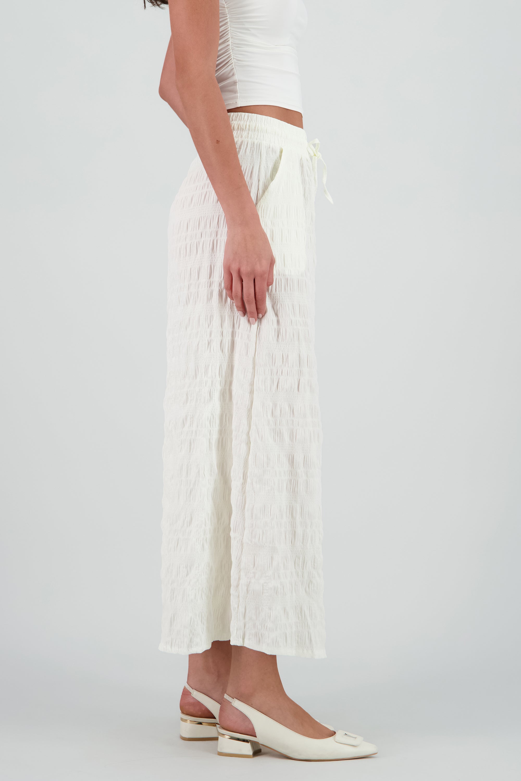 Pantalon textura BLANCO