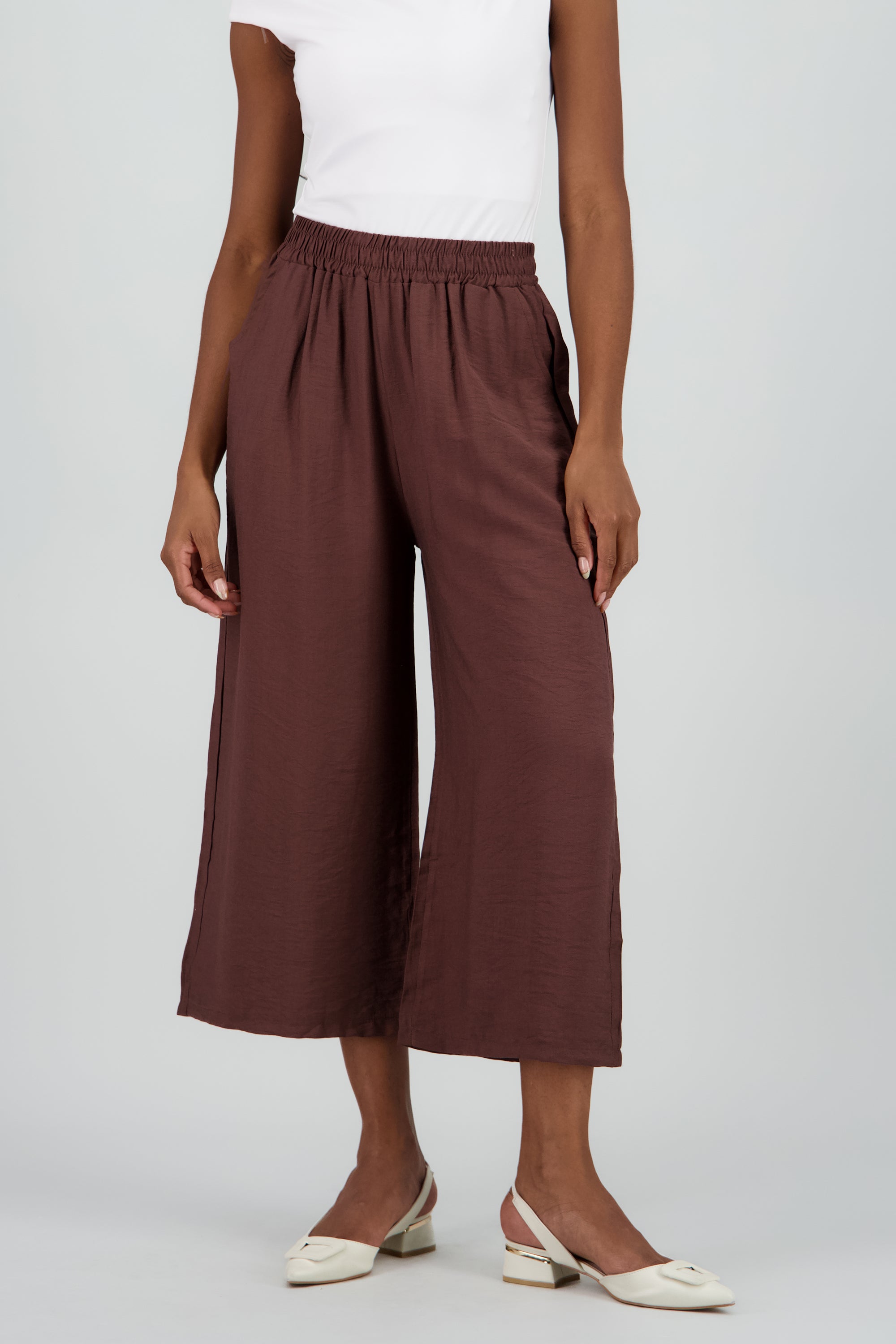 Pantalon liso satinado CHOCOLATE