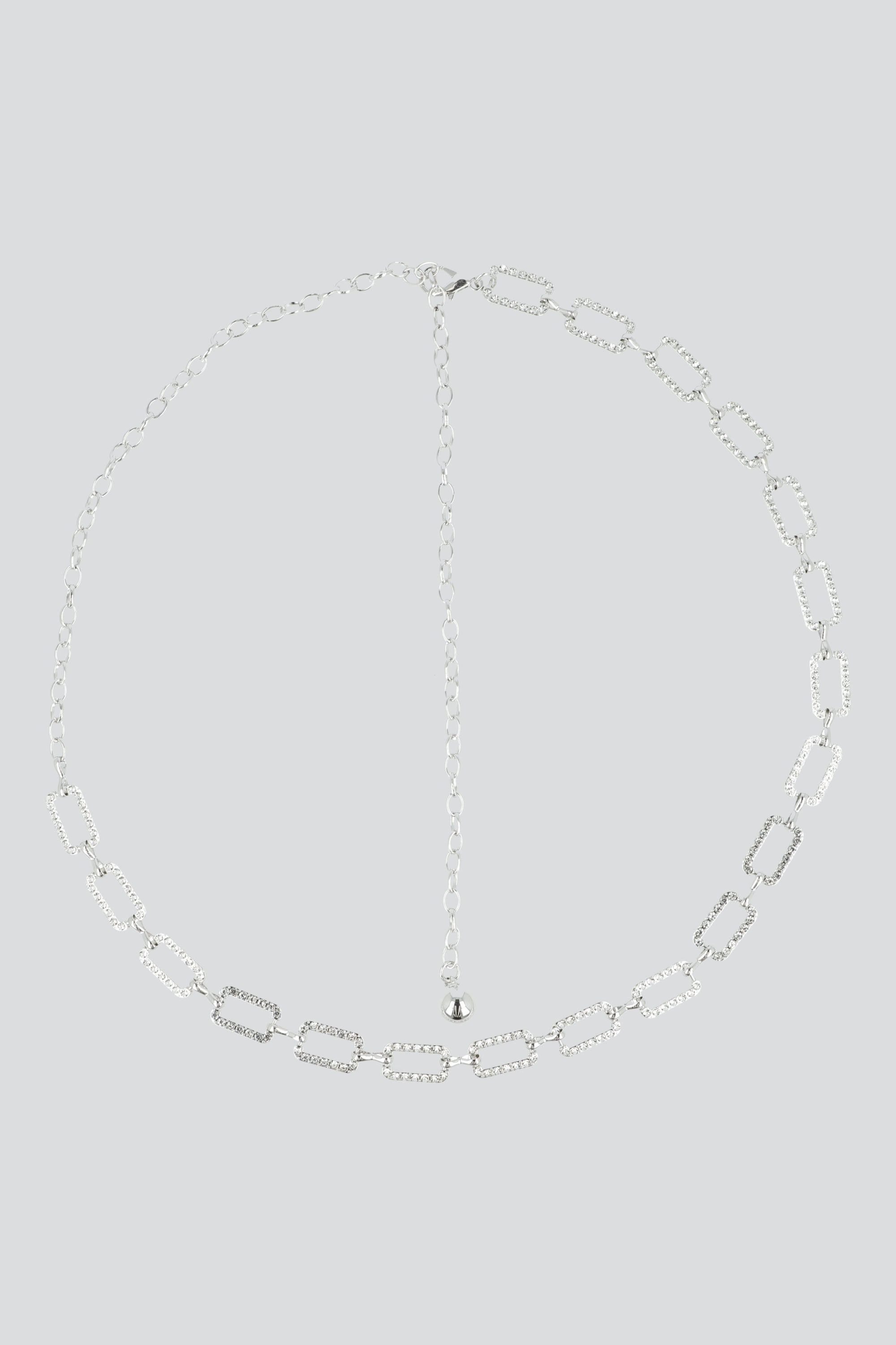 Cinturon cadena rectangulos PLATA