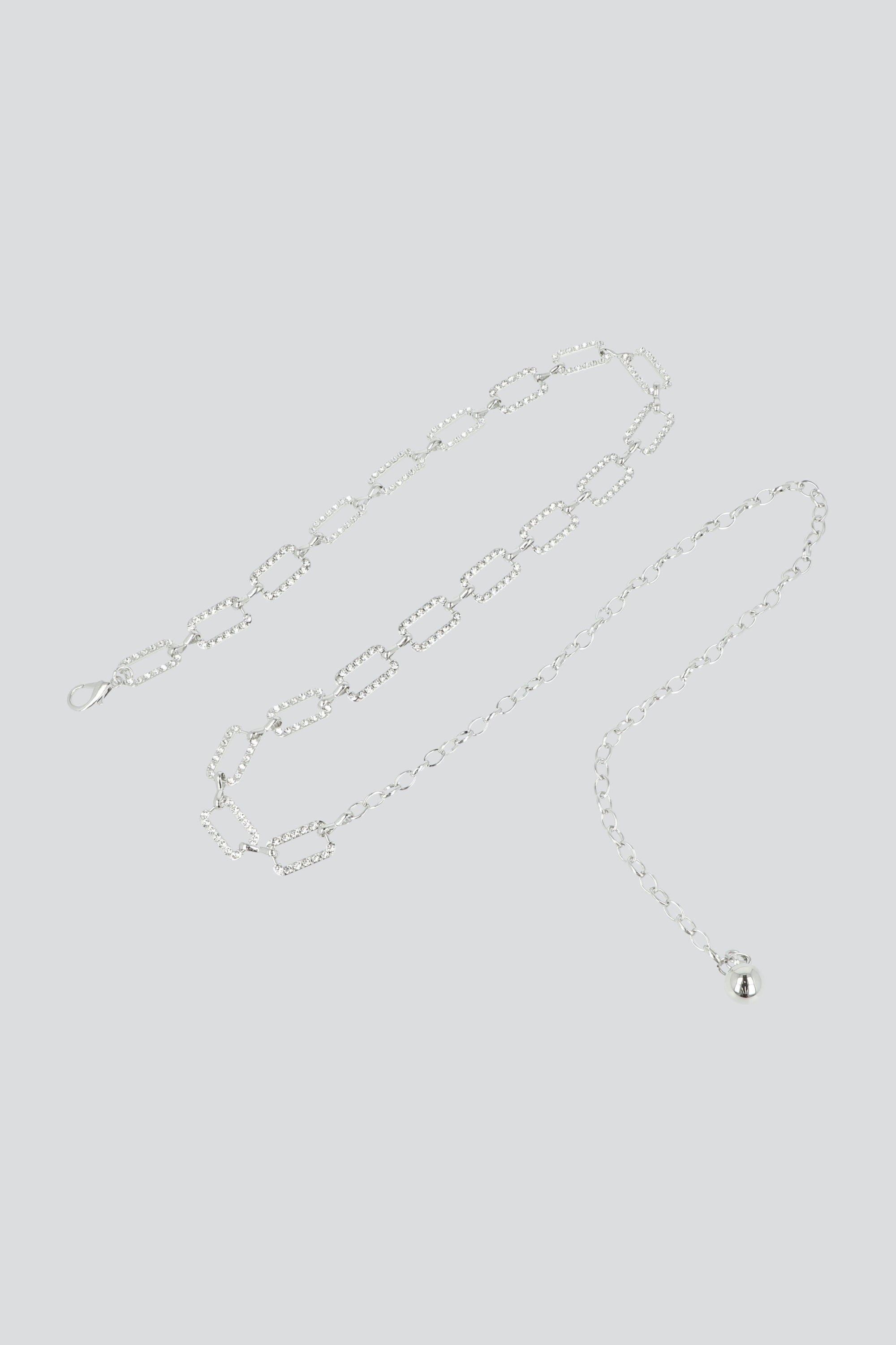 Cinturon cadena rectangulos PLATA