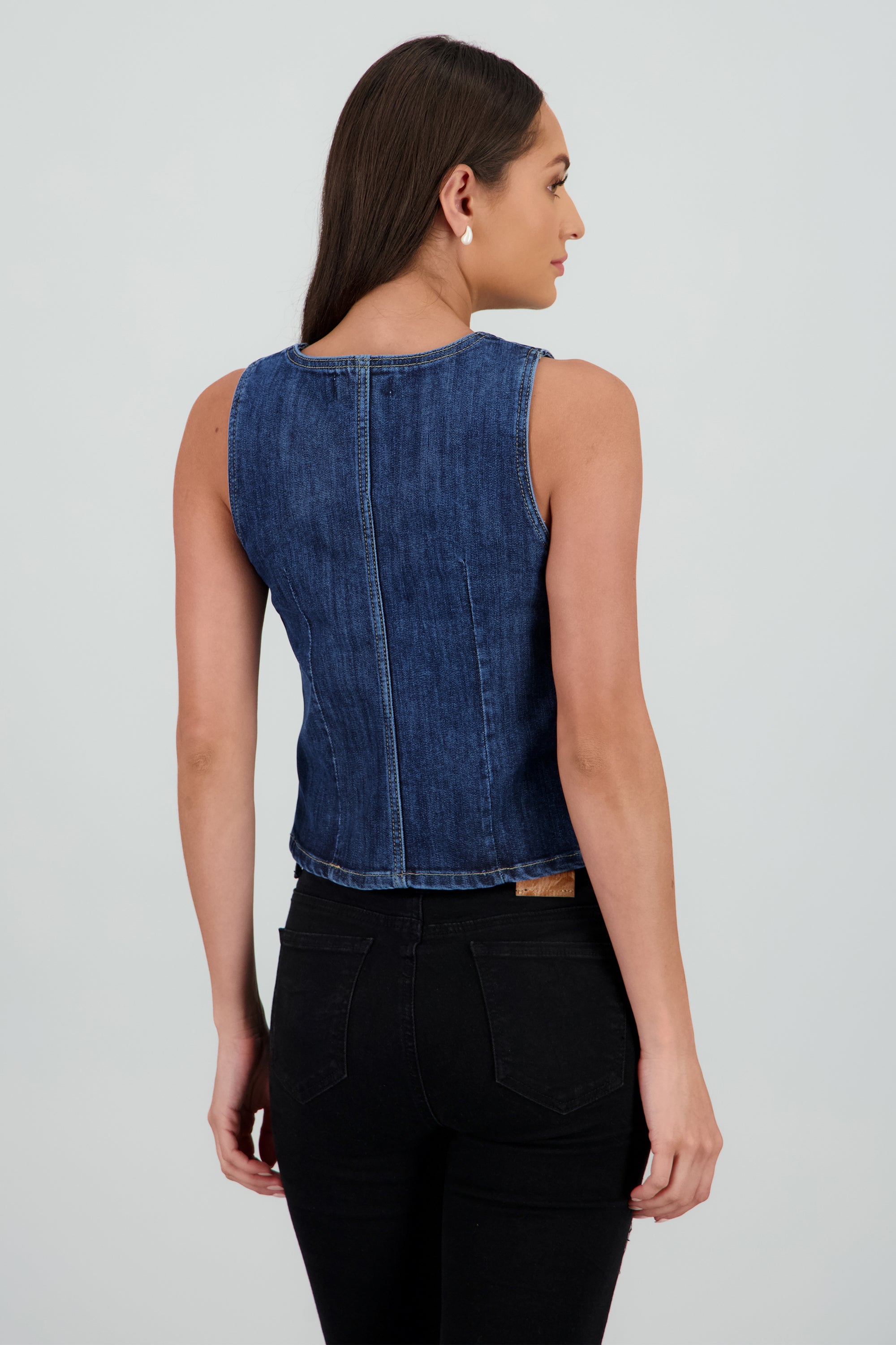 Top moños denim DARK WASH