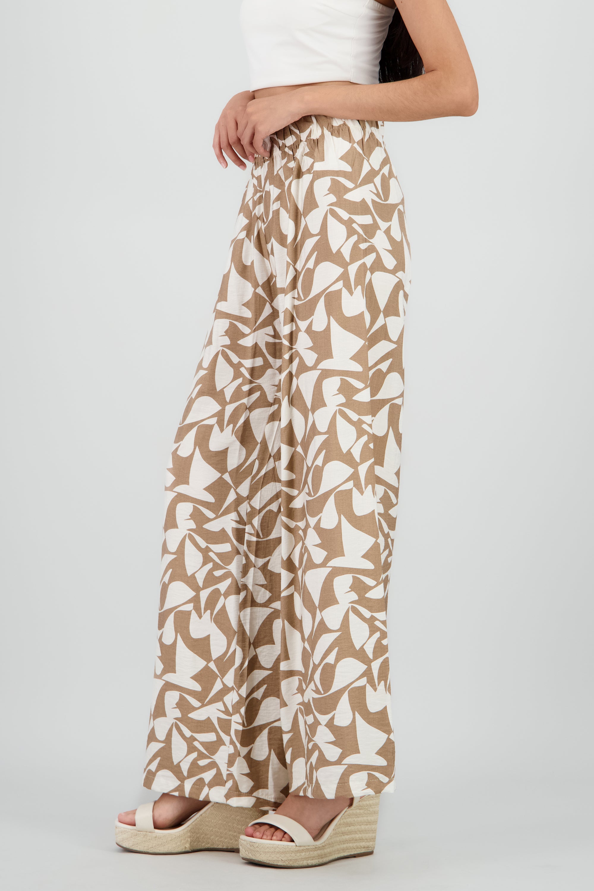 Pantalon wide leg estampado geometrico CAFE COMBO