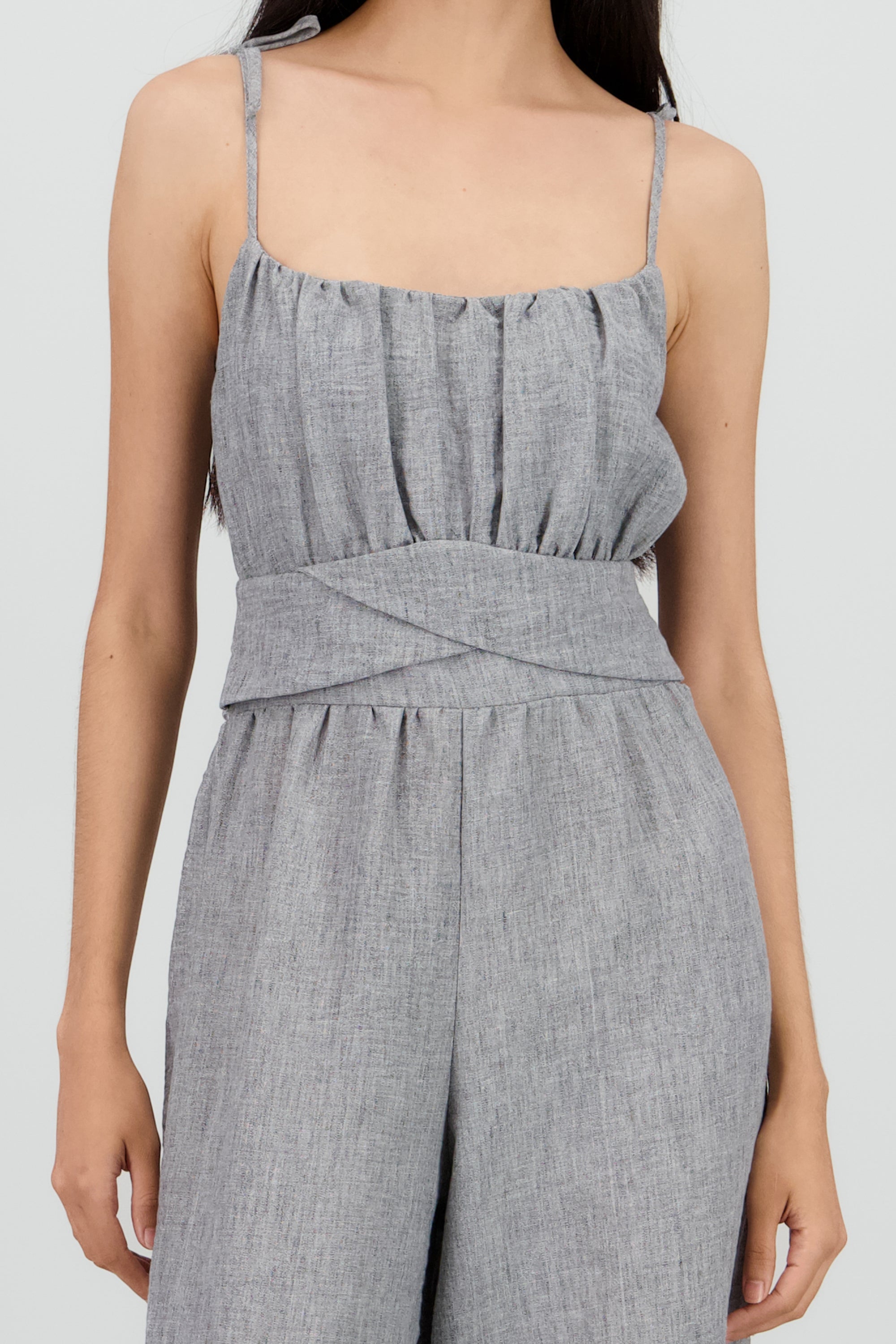 Jumpsuit escote redondo det lazo GRIS