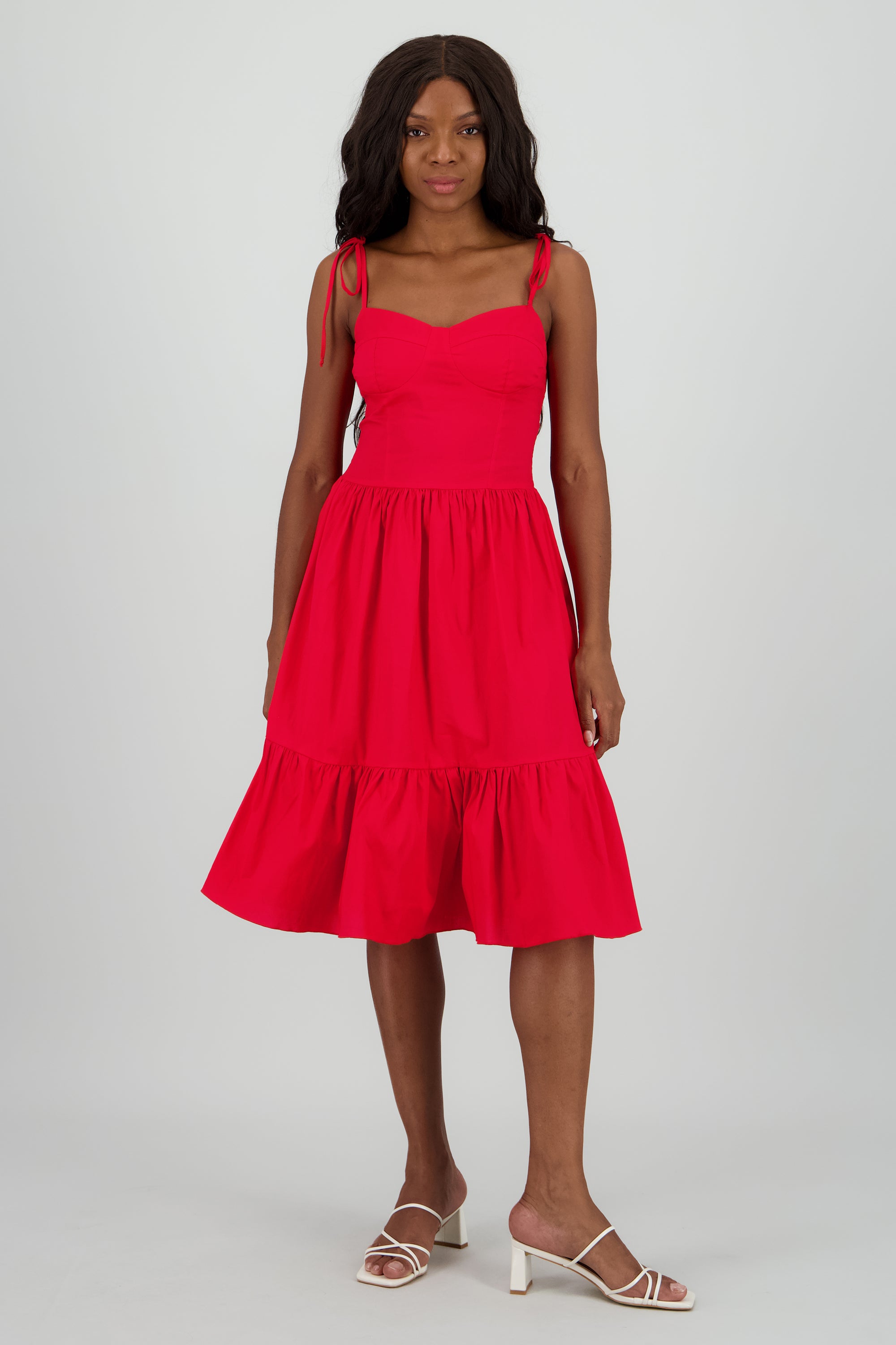 Vestido de tirantes mini detalle copas ROJO