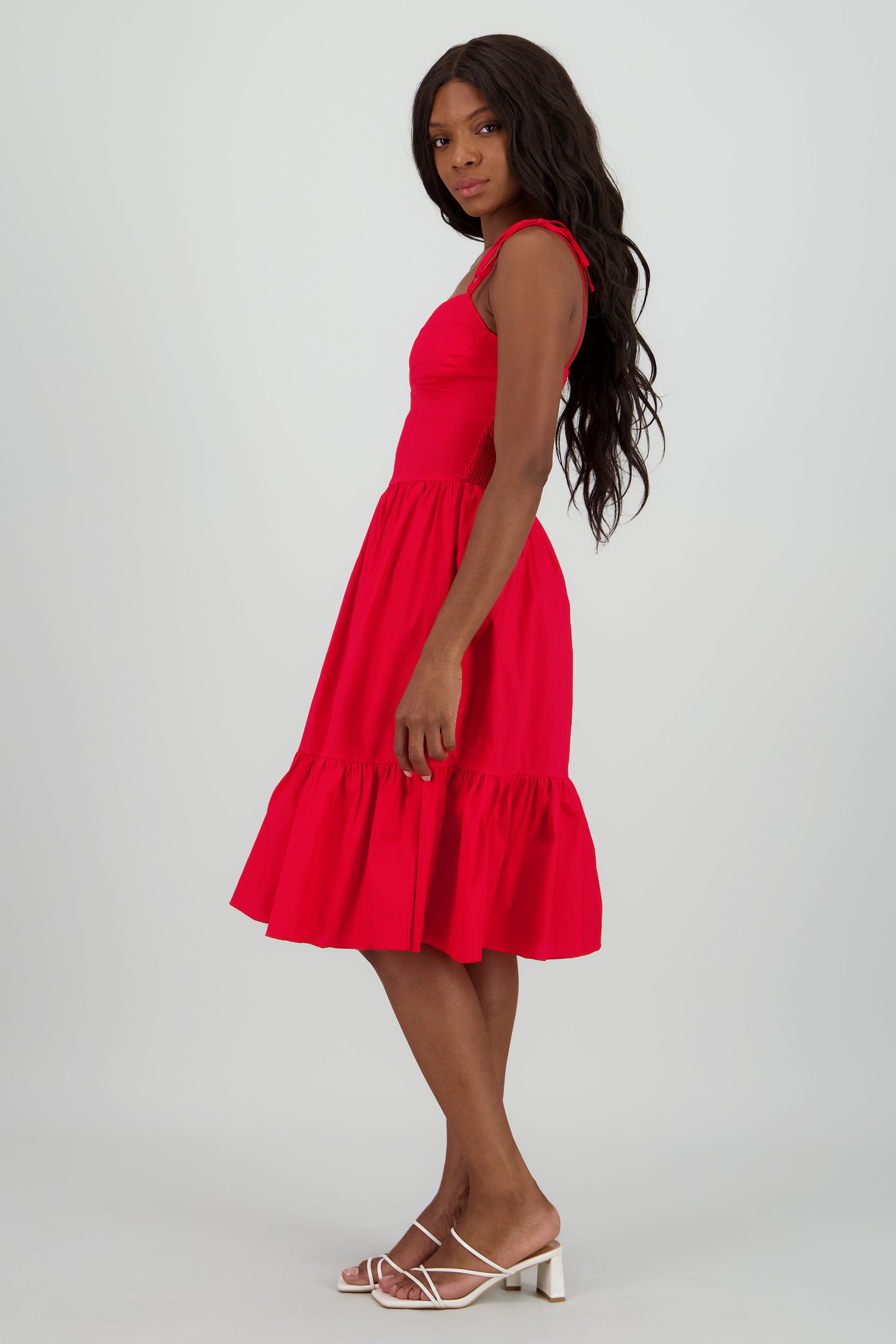 Vestido de tirantes mini detalle copas ROJO