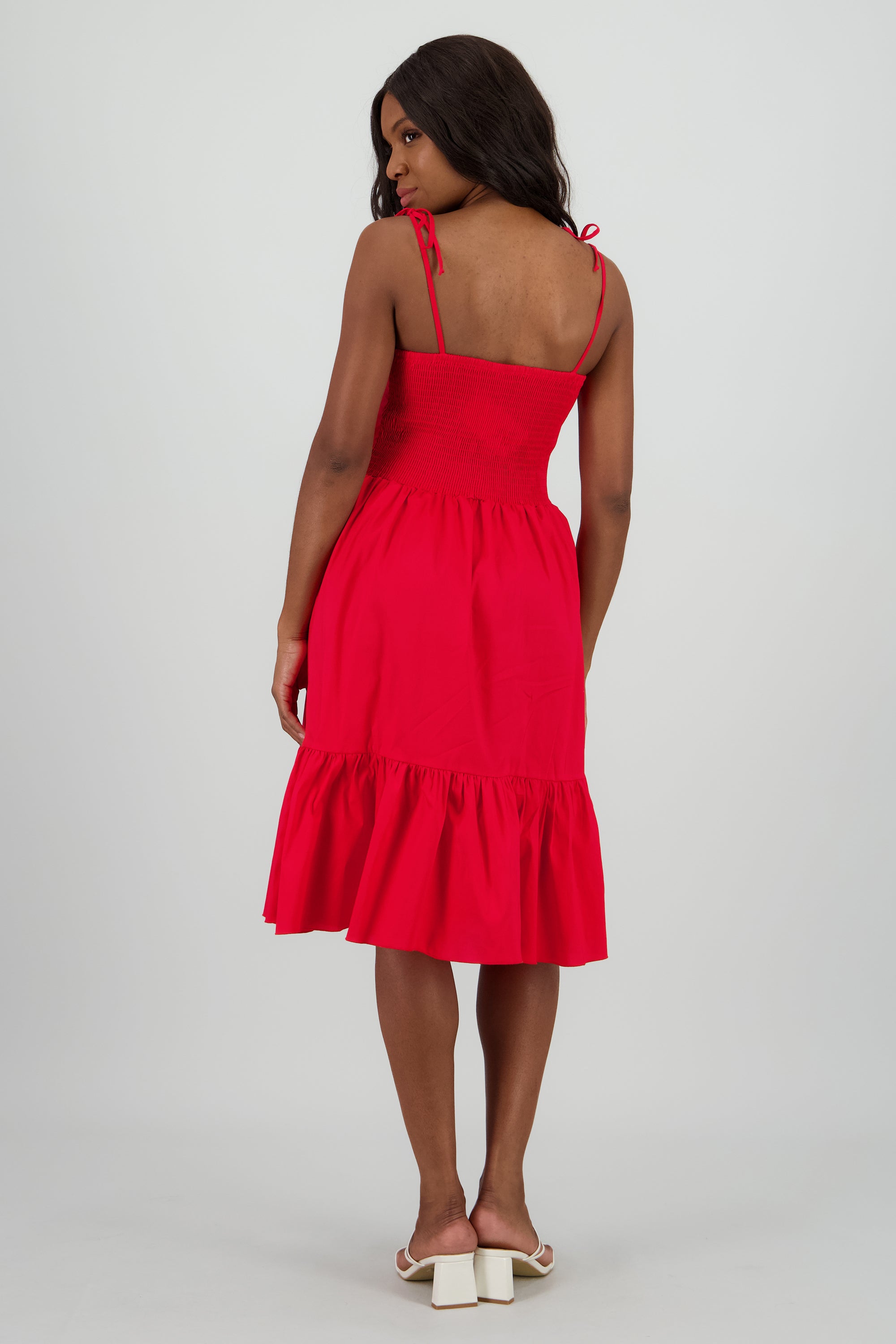 Vestido de tirantes mini detalle copas ROJO
