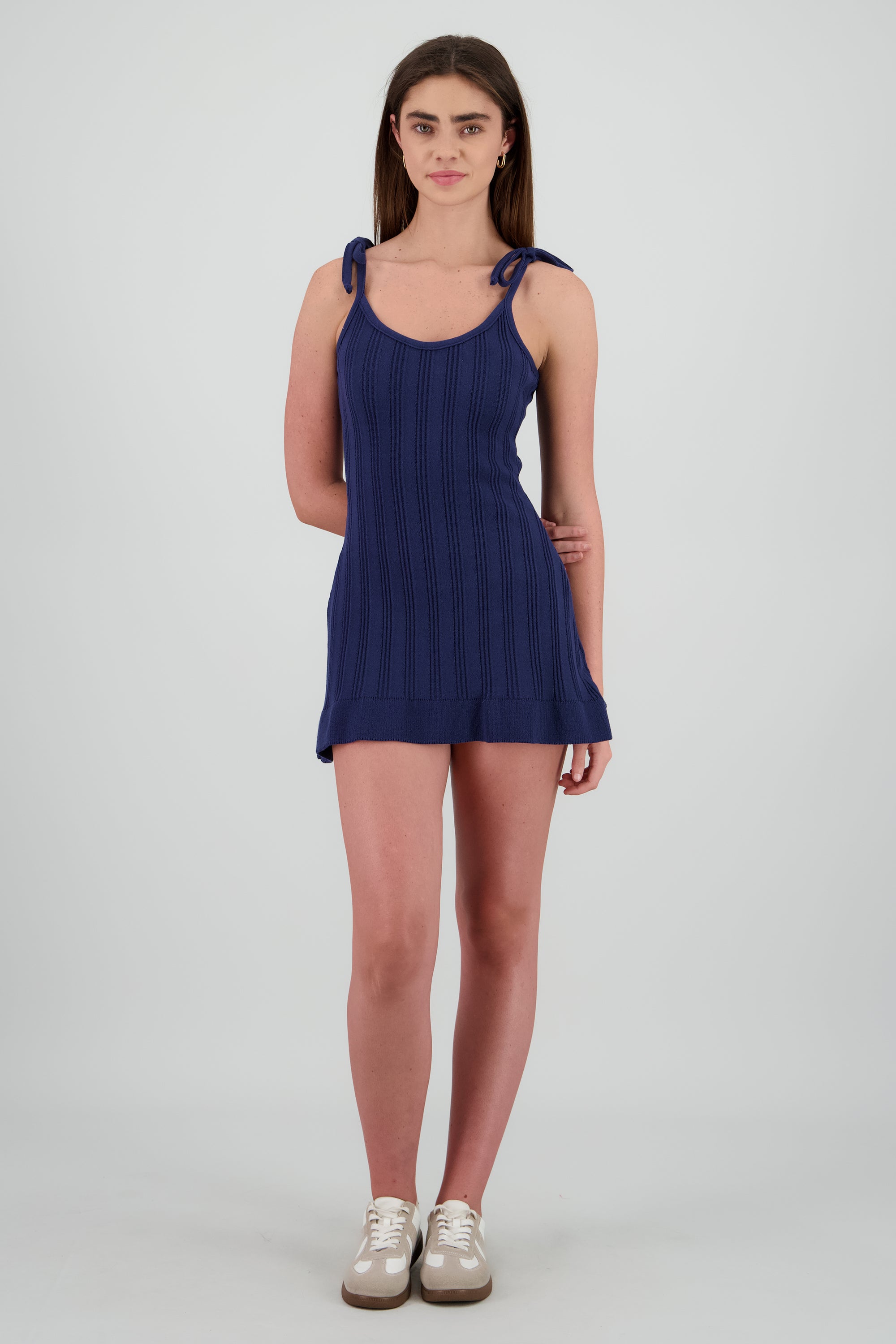 Vestido mini detalle moño tirante MARINO
