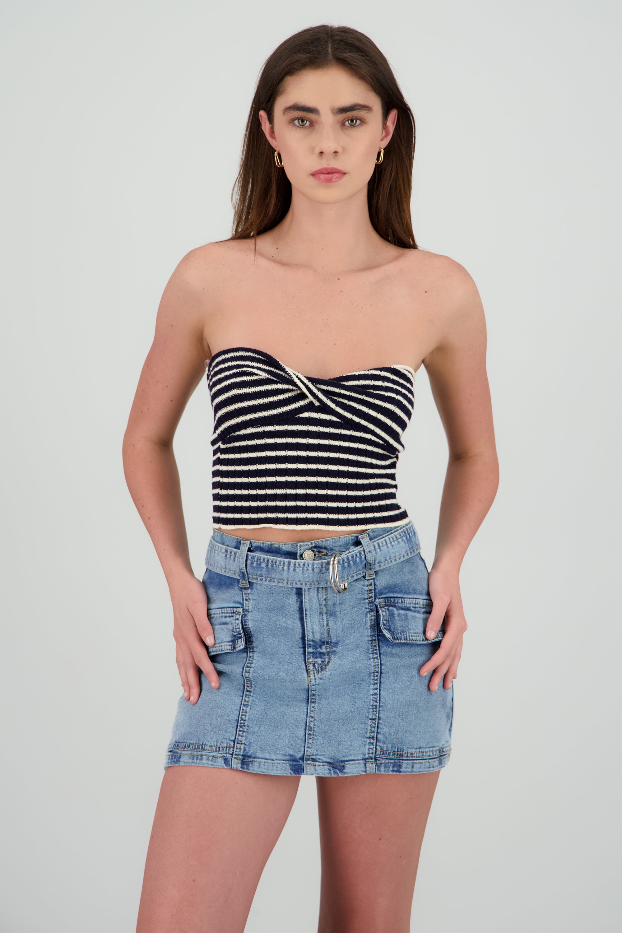 Top strapless detalle escote MARINO COMBO