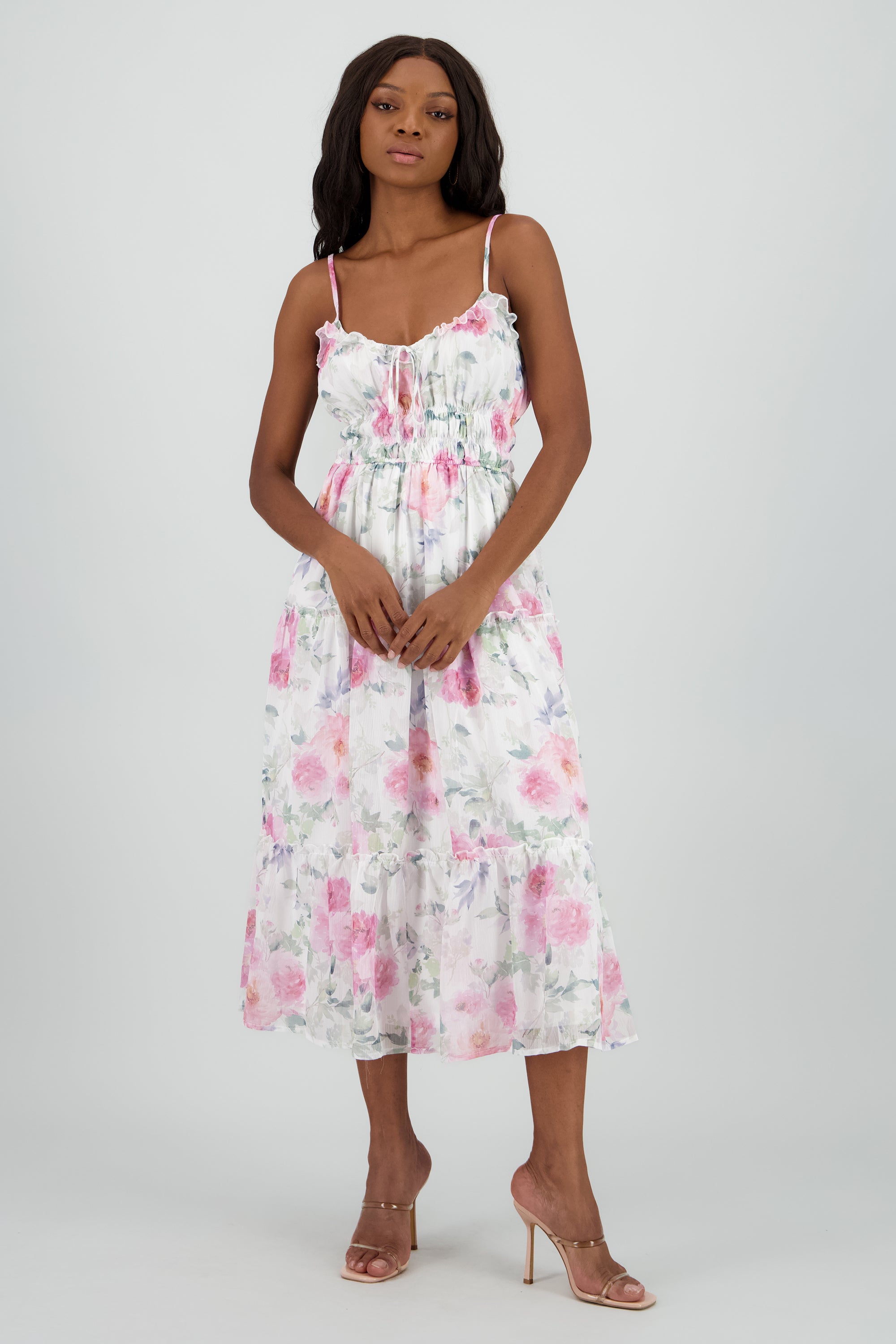 Vestido maxi flores ROSA COMBO