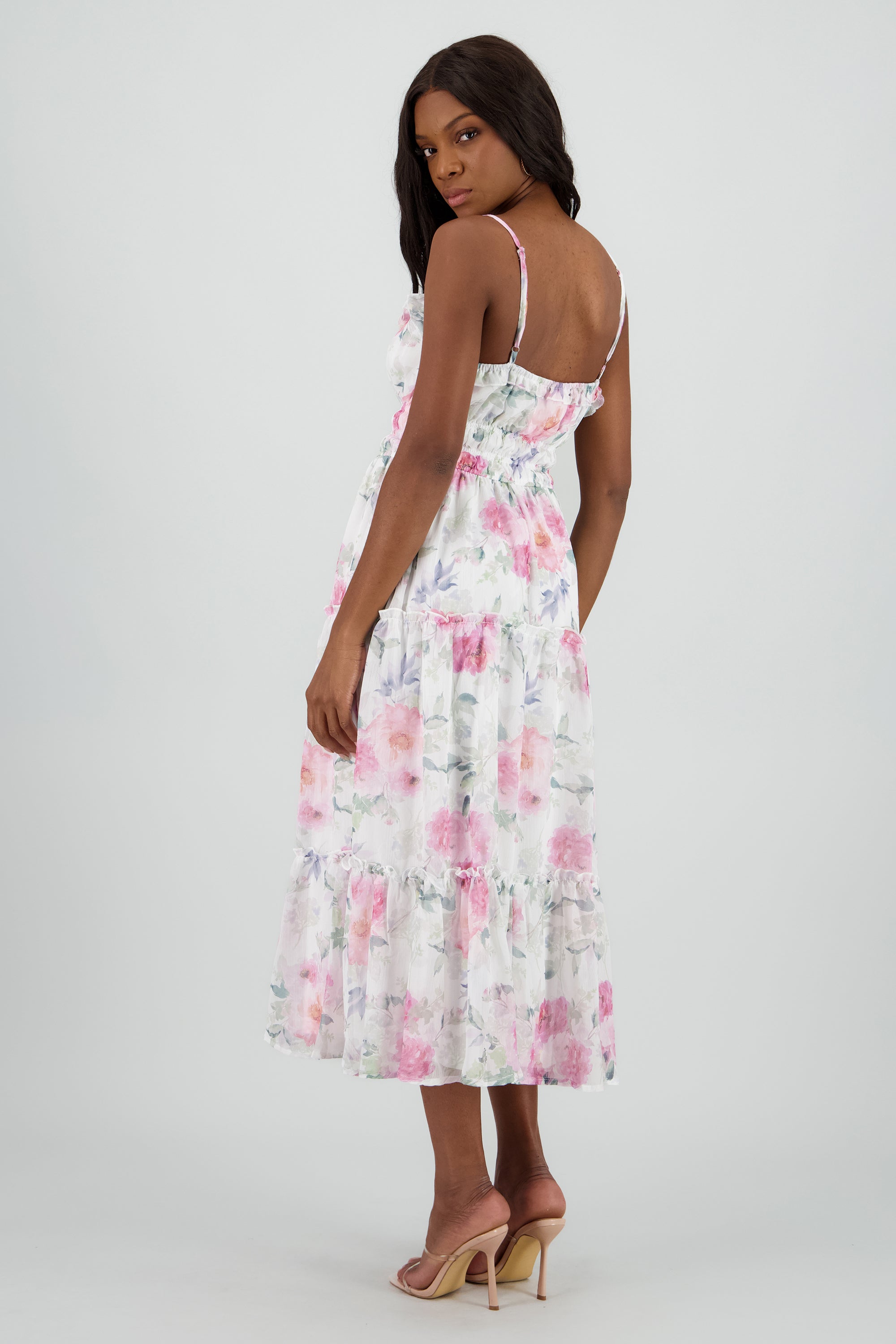 Vestido maxi flores ROSA COMBO