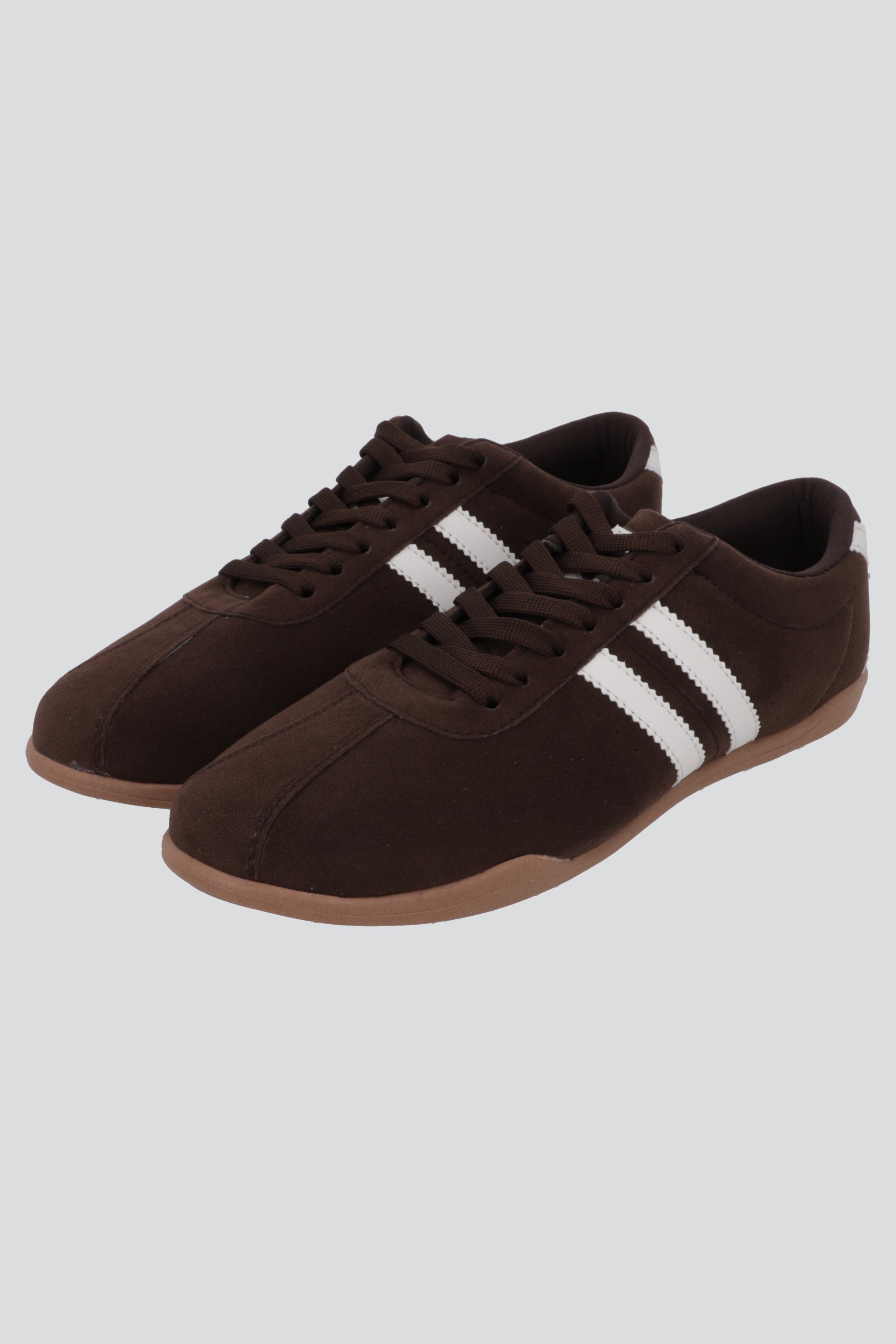 Tenis casual dos lineas gamuza CAFE