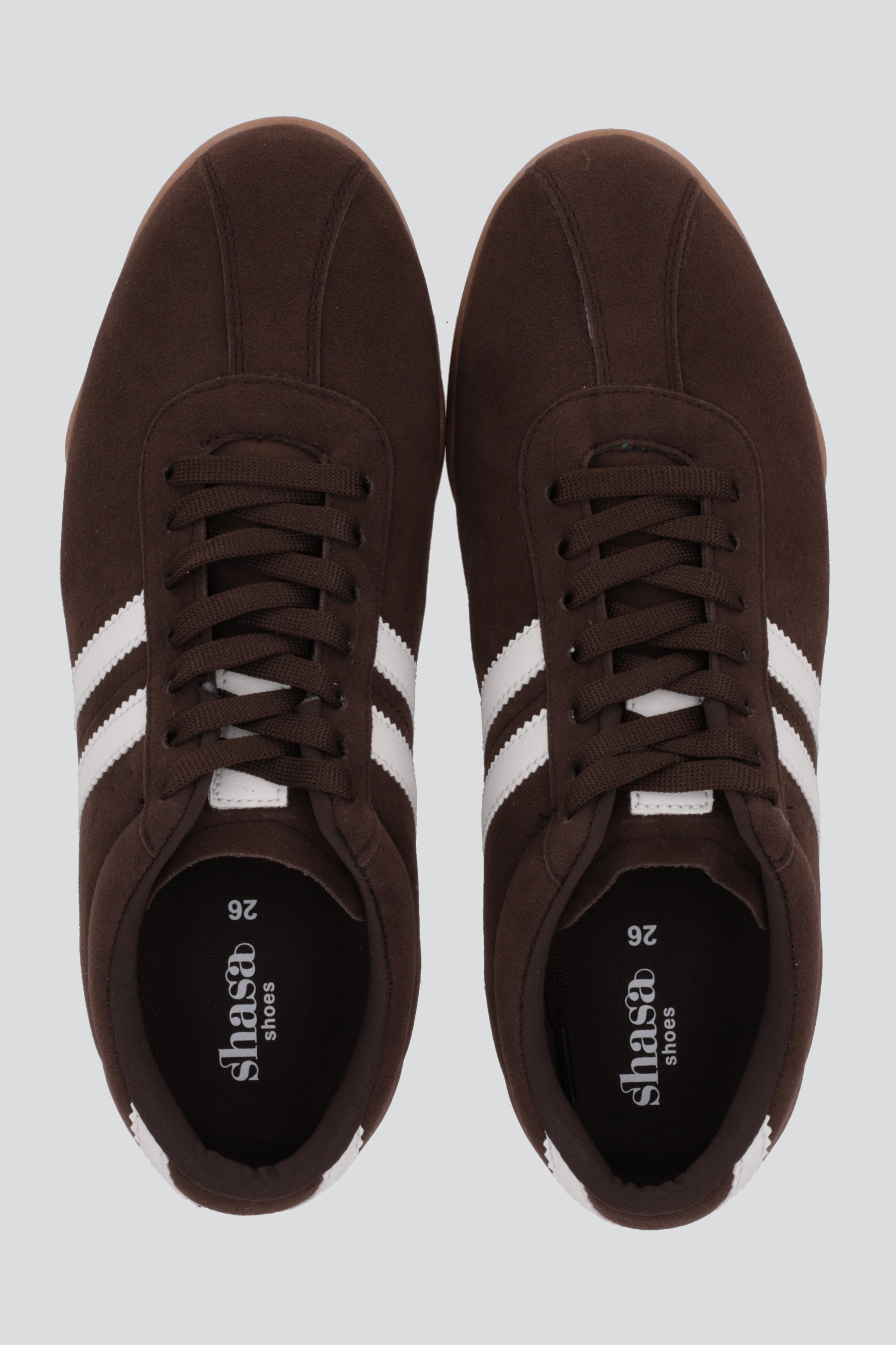 Tenis casual dos lineas gamuza CAFE