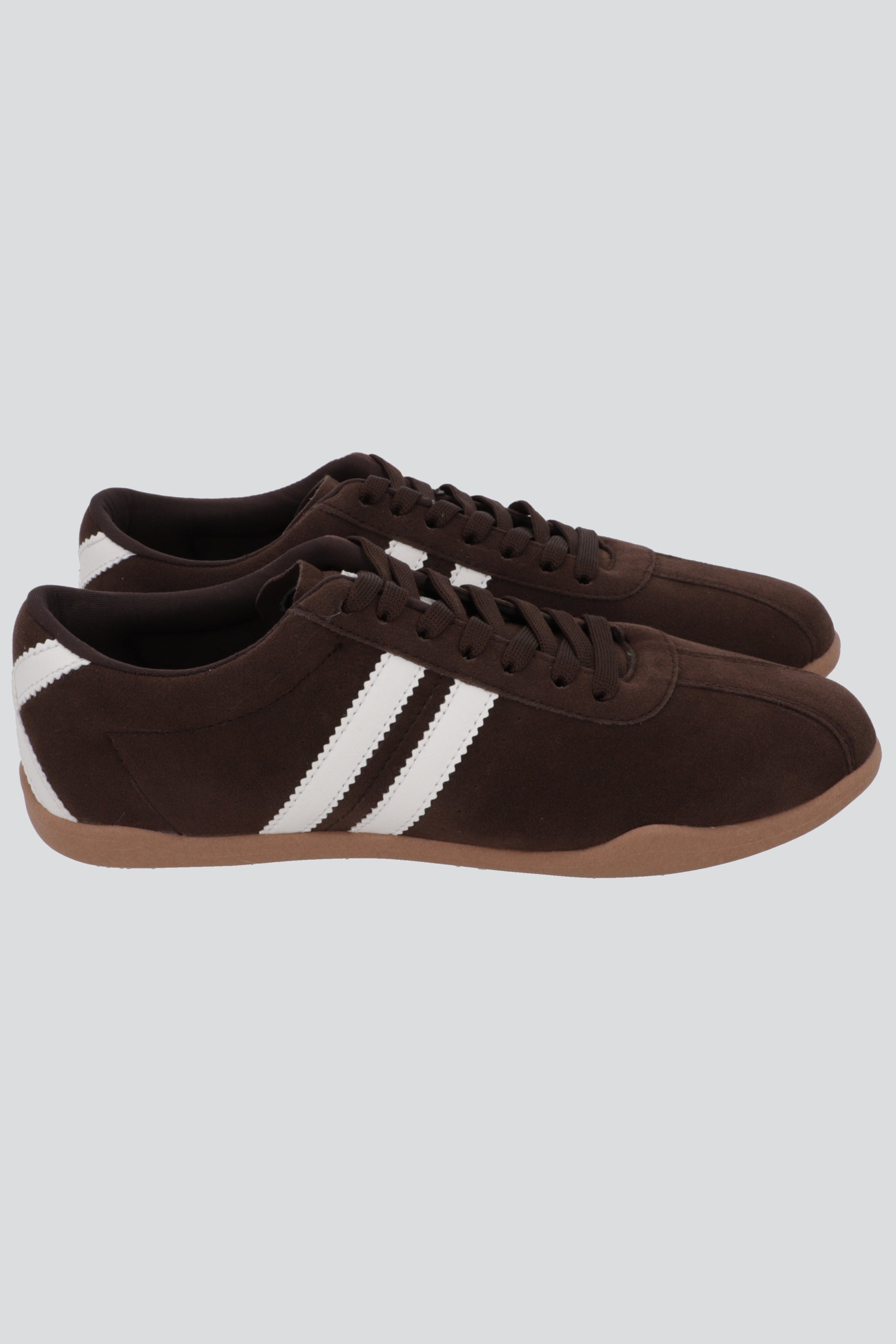 Tenis casual dos lineas gamuza CAFE