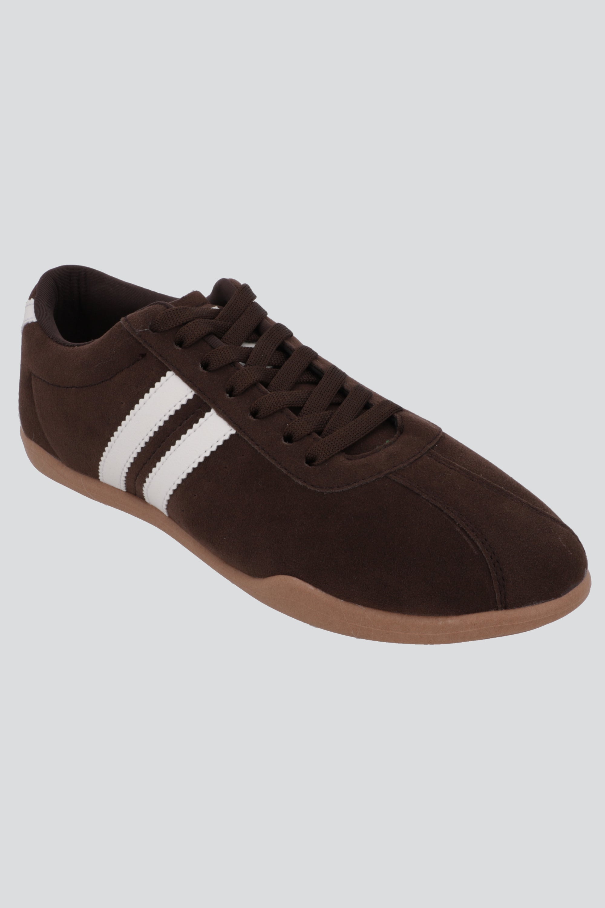 Tenis casual dos lineas gamuza CAFE