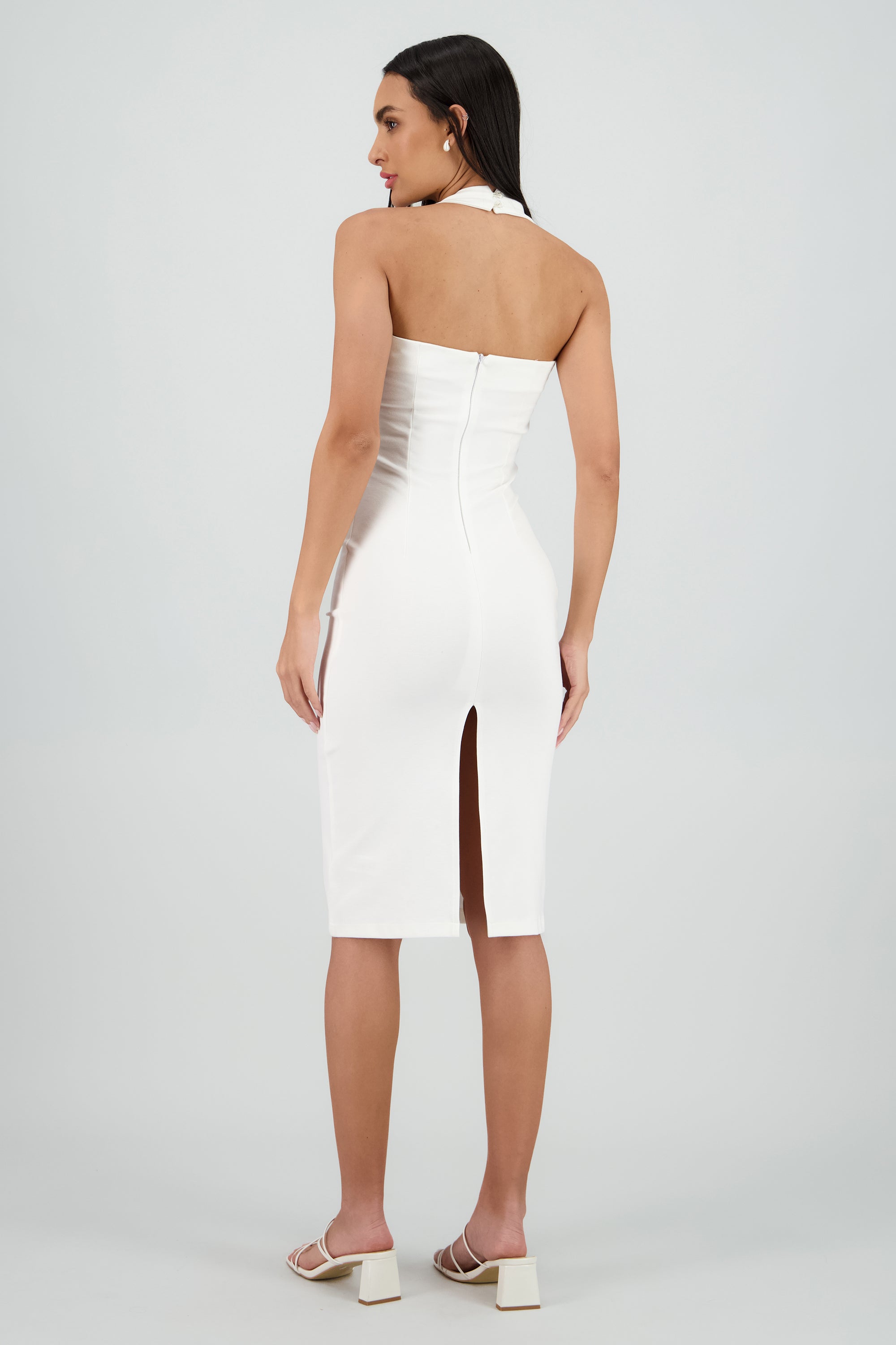 Vestido halter bodycon midi HUESO