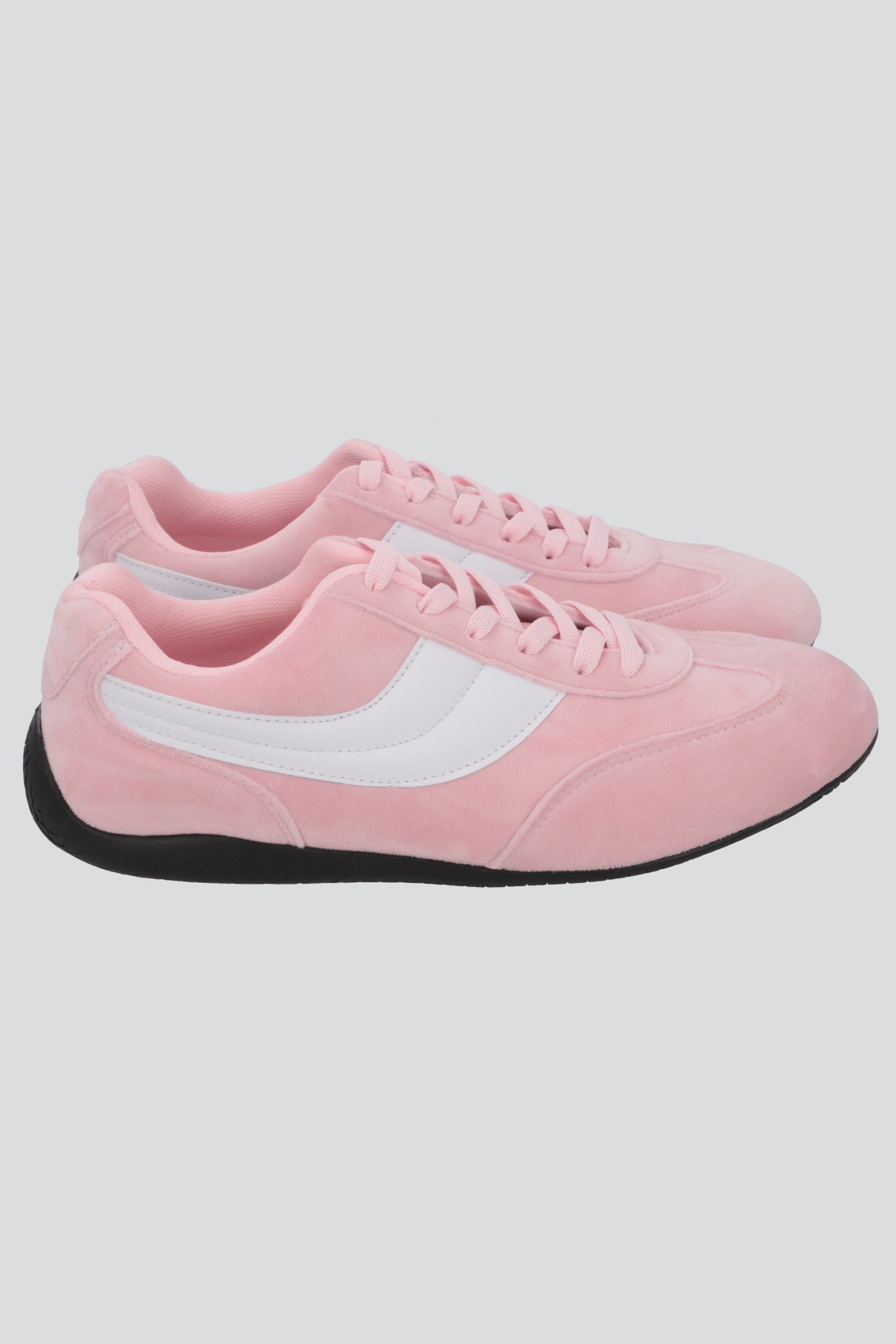 Tenis delgado gamuza lineas ROSA