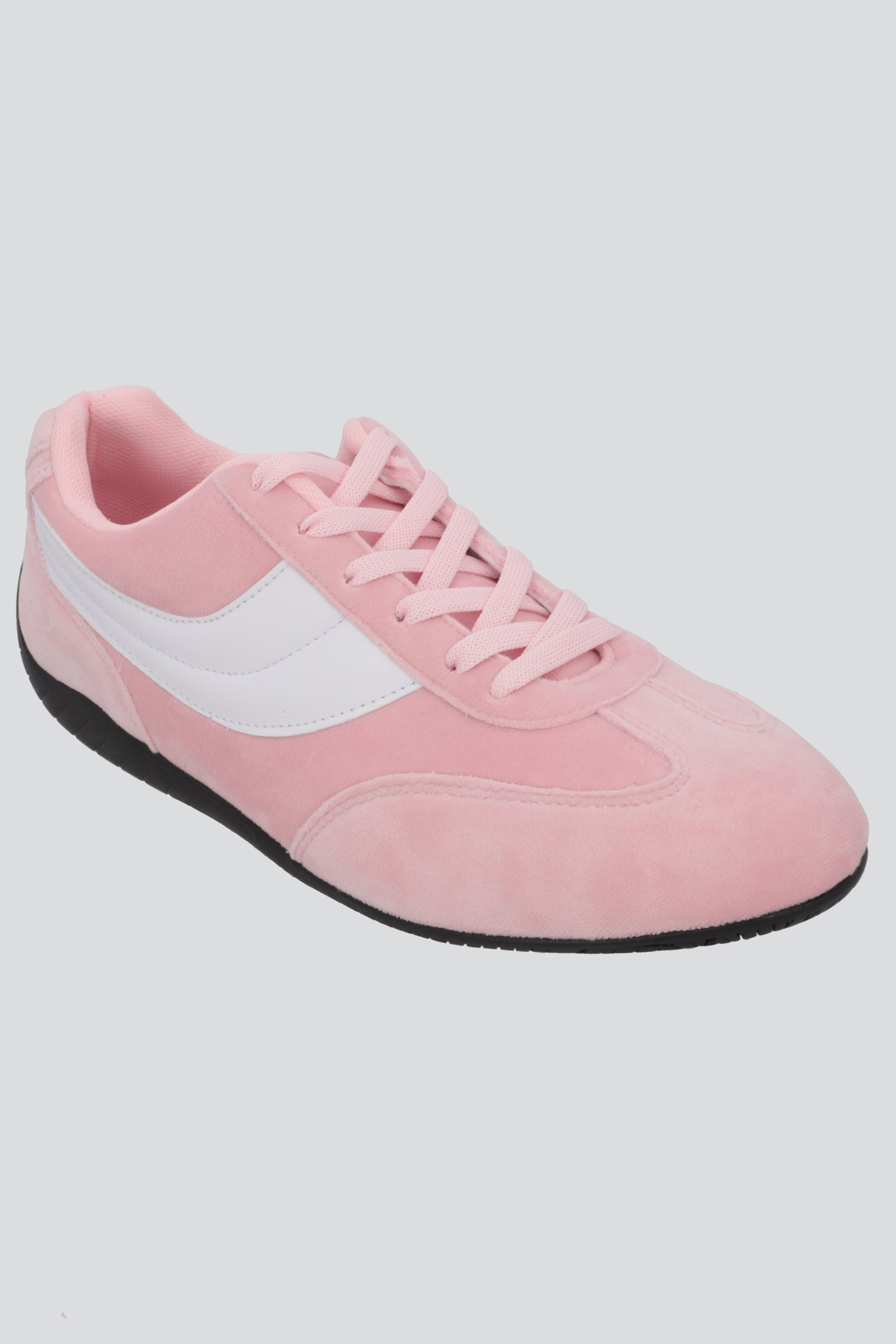 Tenis delgado gamuza lineas ROSA