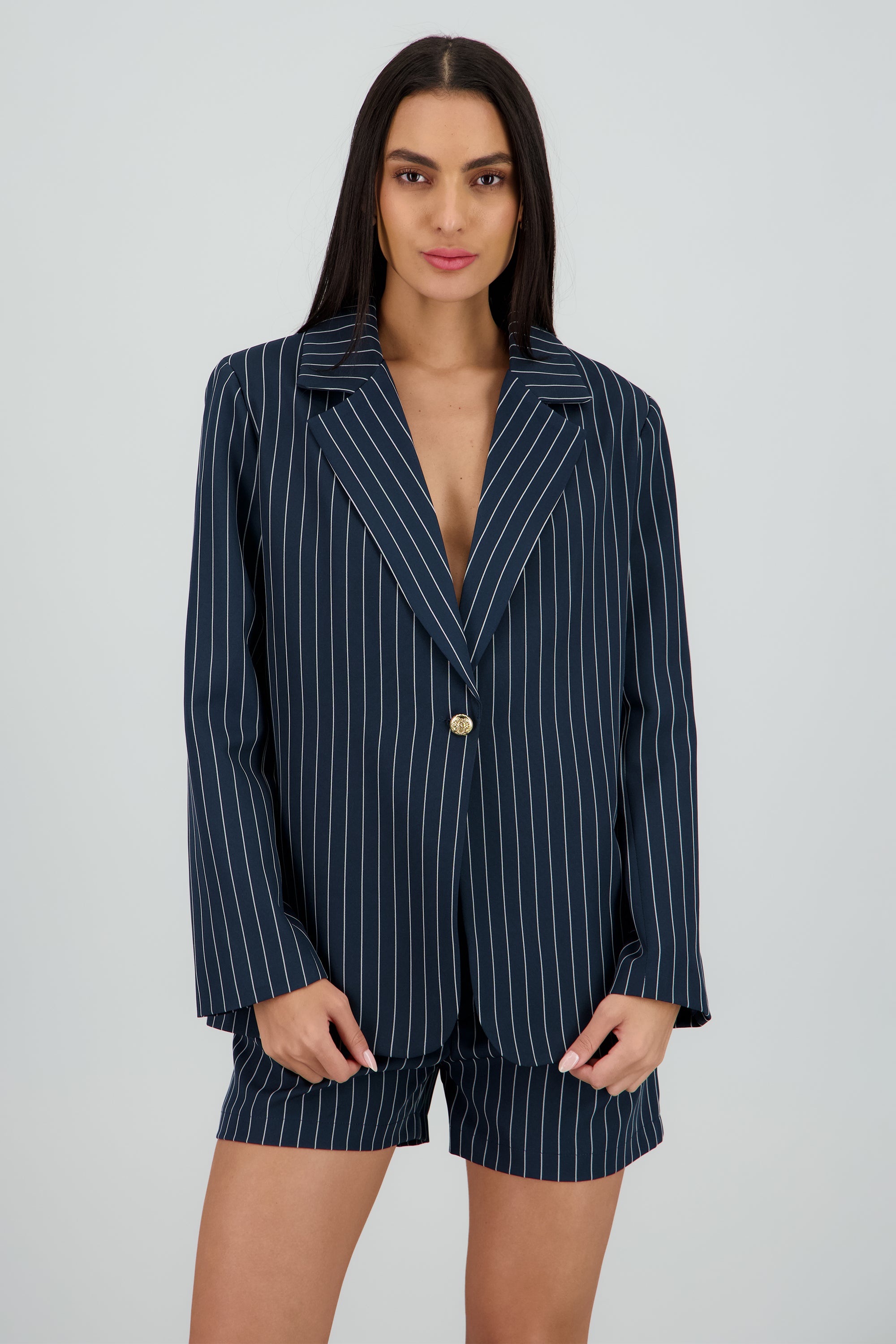 Blazer rayas estructurado detalle botón Hypsters MARINO COMBO