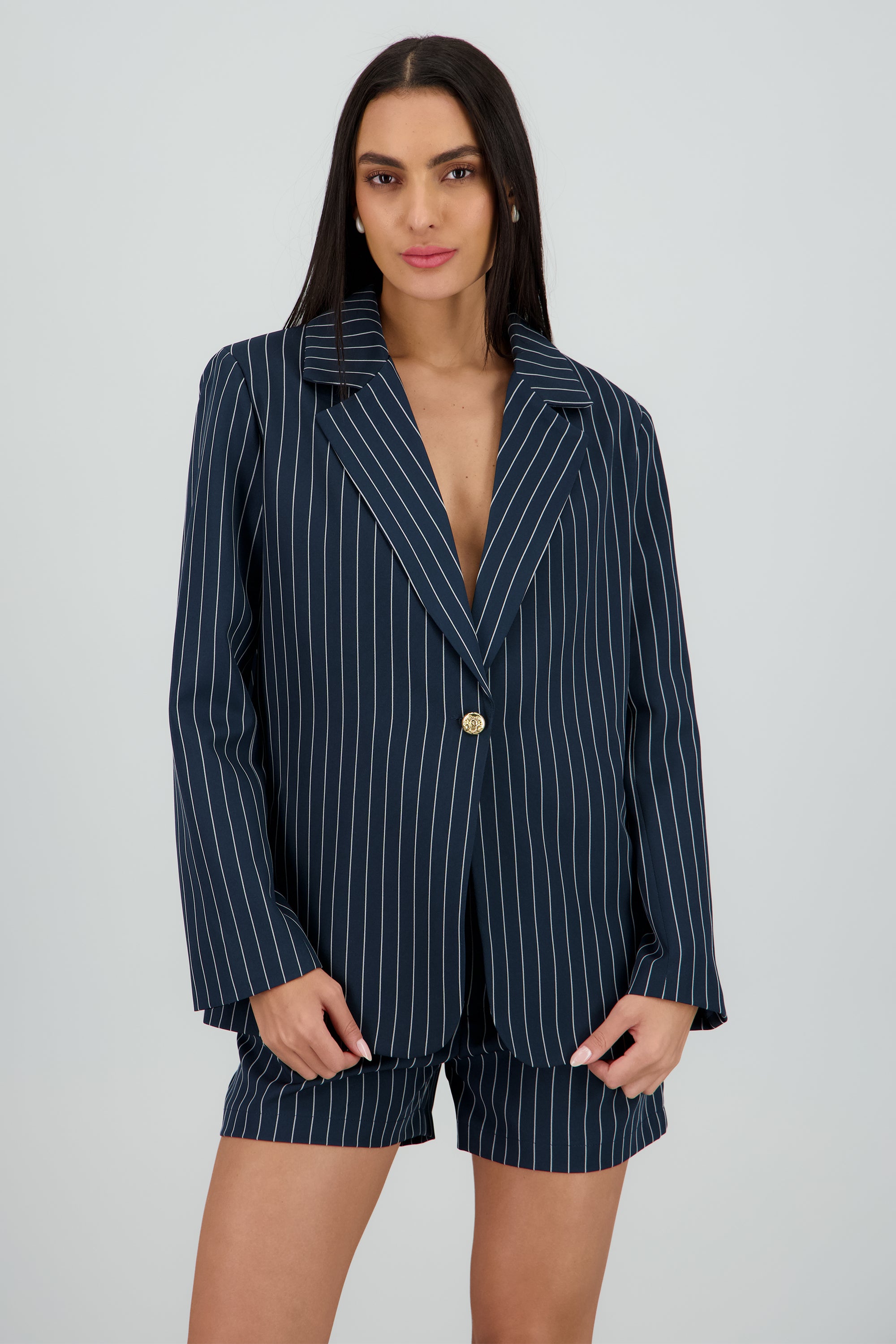 Blazer rayas estructurado detalle botón Hypsters MARINO COMBO