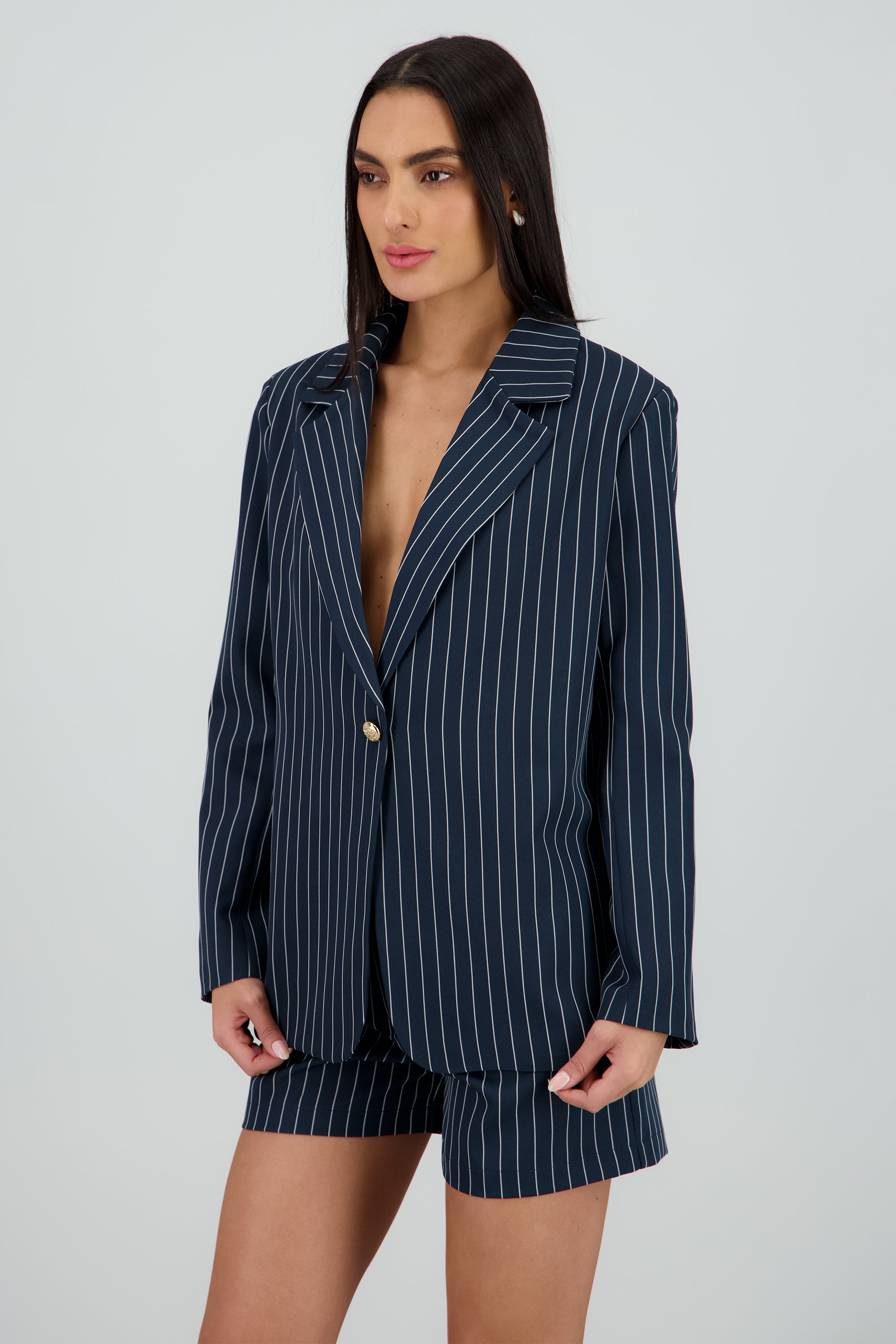 Blazer rayas estructurado detalle botón Hypsters MARINO COMBO