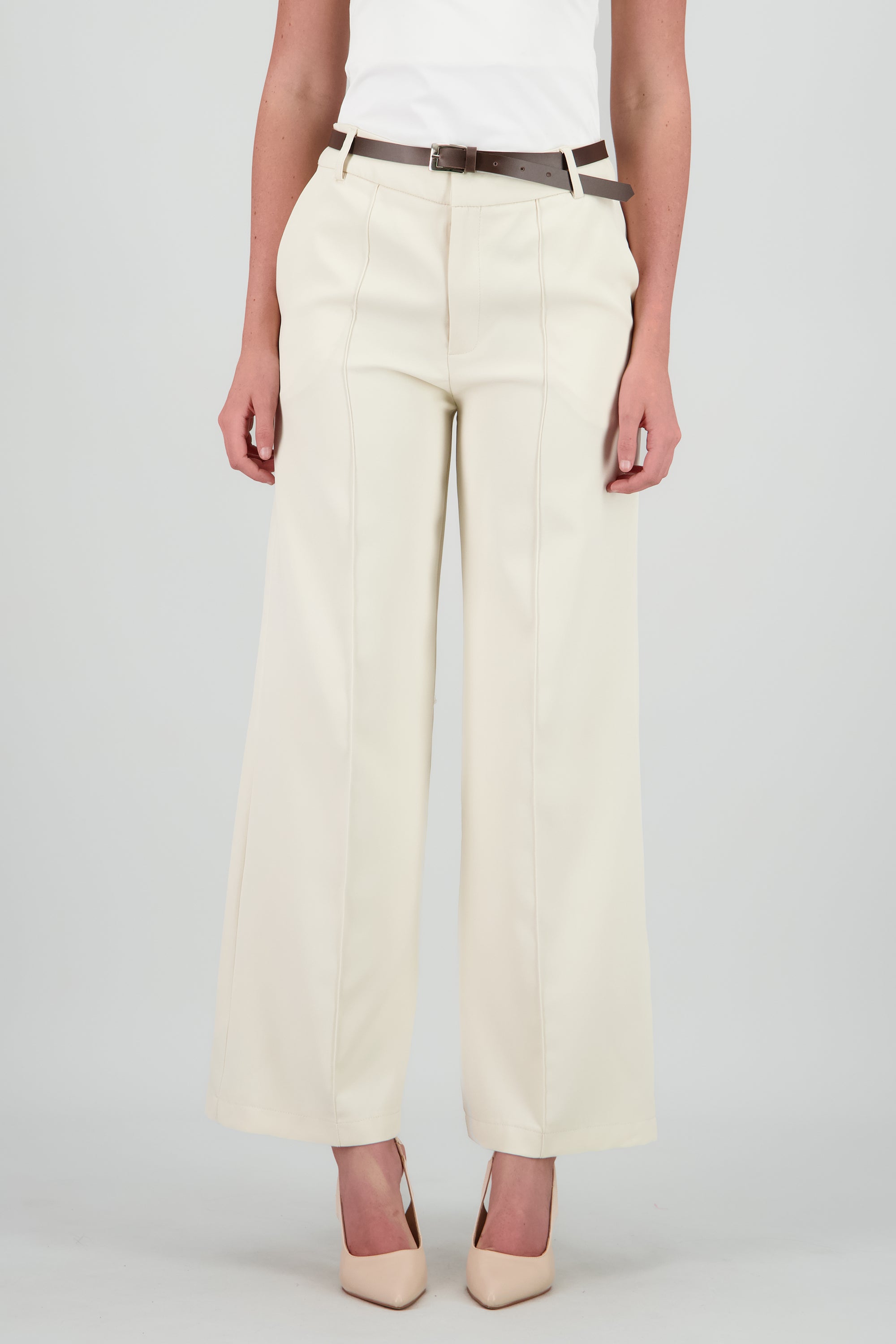 Pantalon sastre costura con cinturon Hypsters CREMA