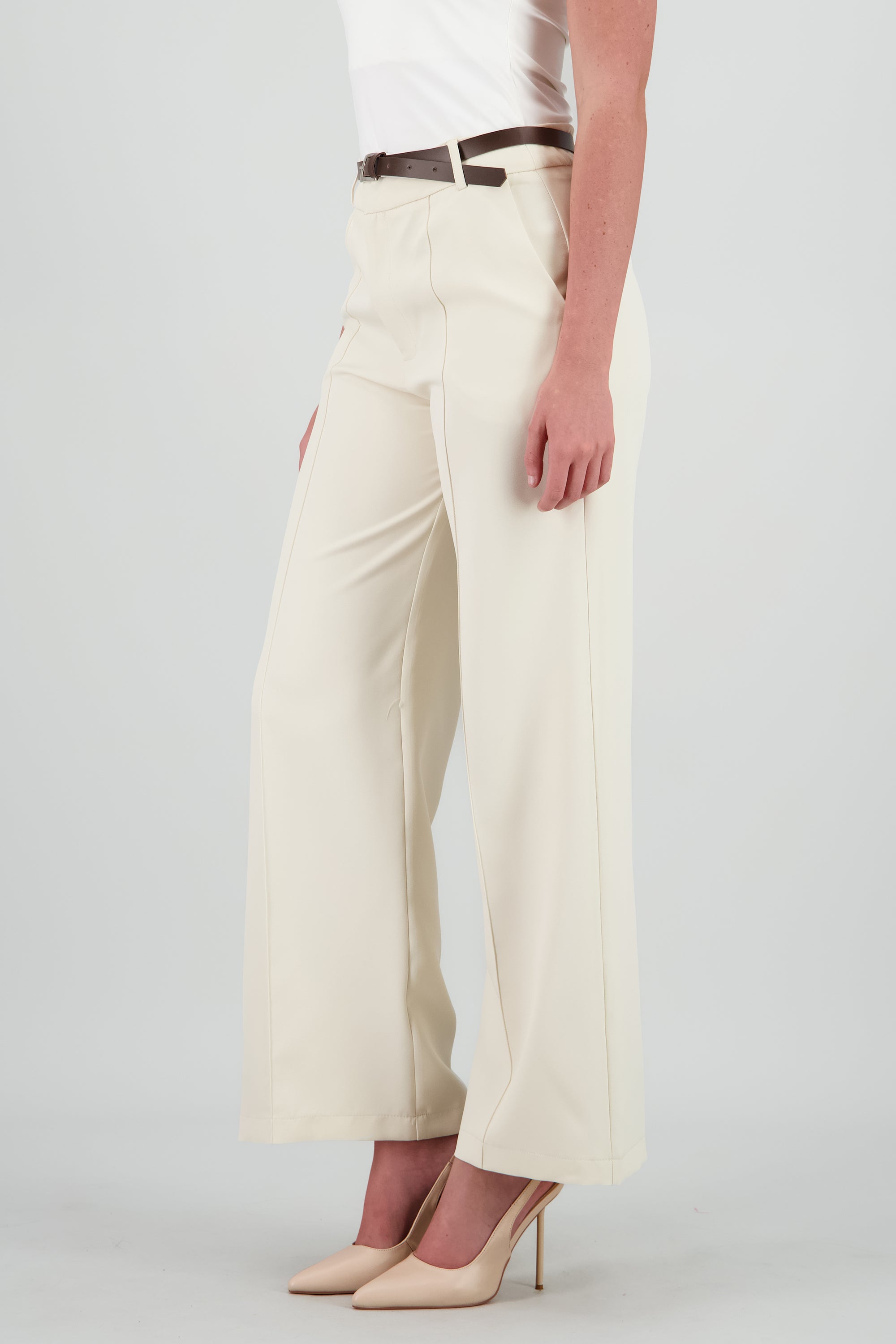 Pantalon sastre costura con cinturon Hypsters CREMA