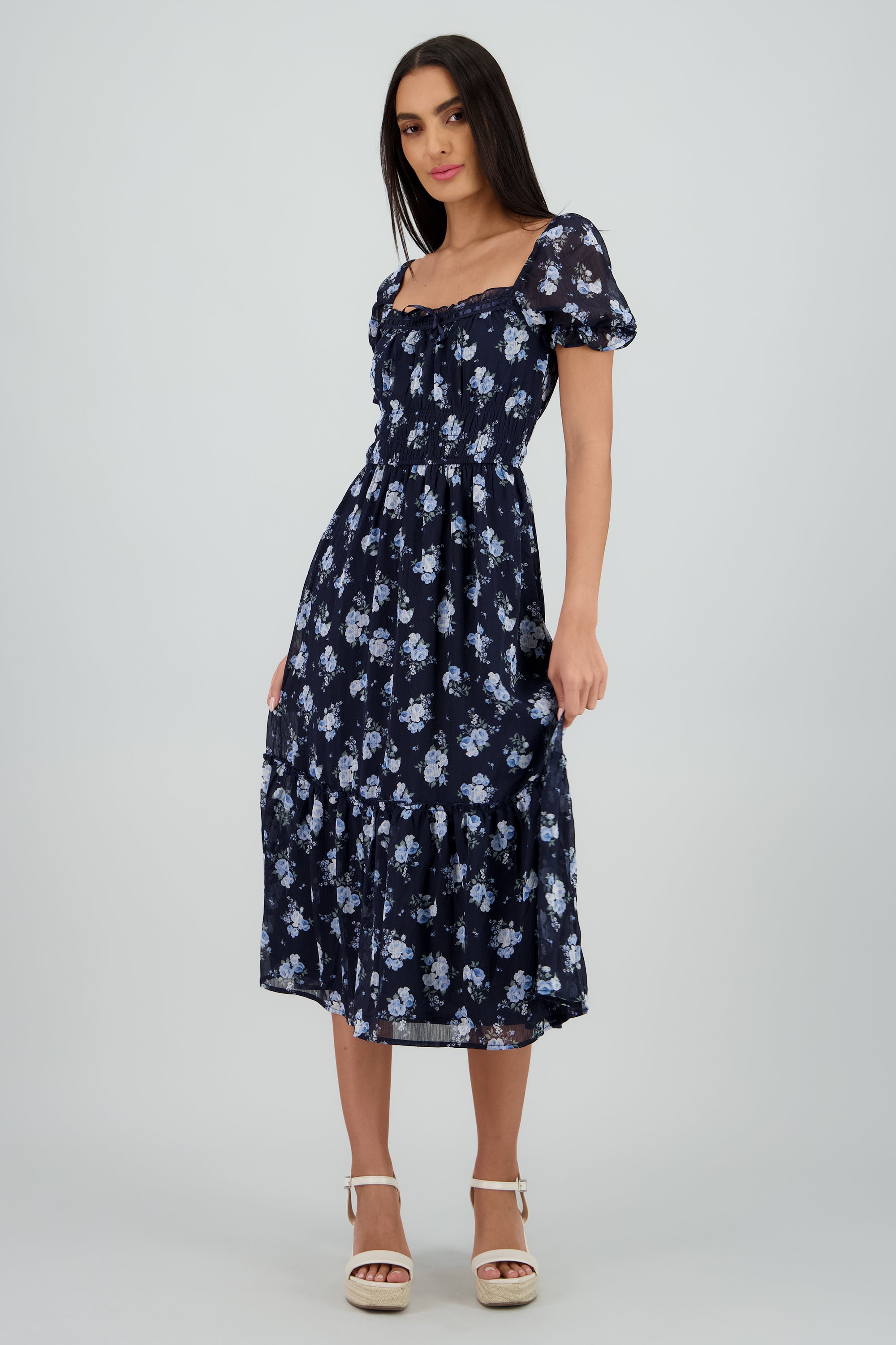 Vestido maxi escote cuadrado MARINO COMBO