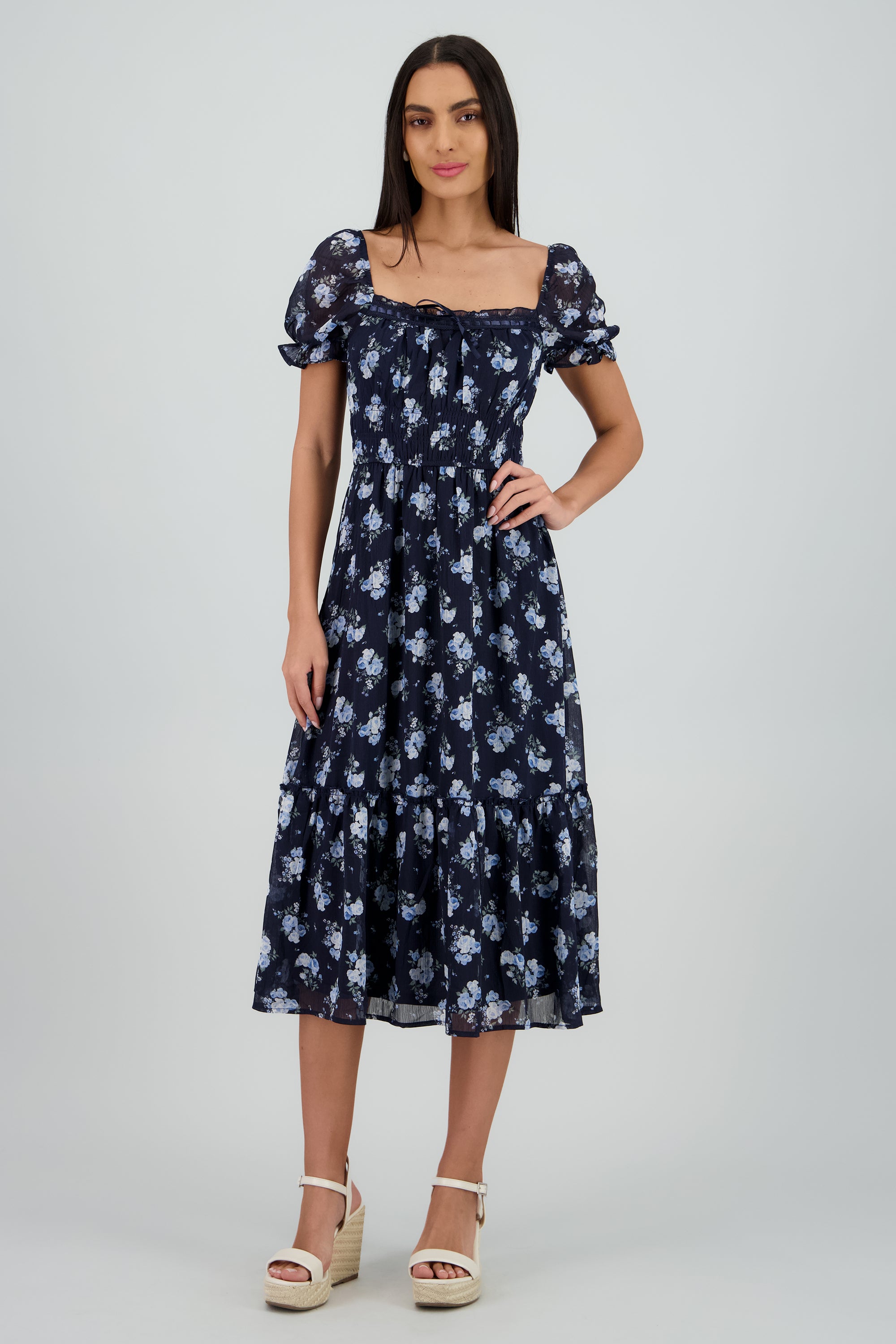 Vestido maxi escote cuadrado MARINO COMBO
