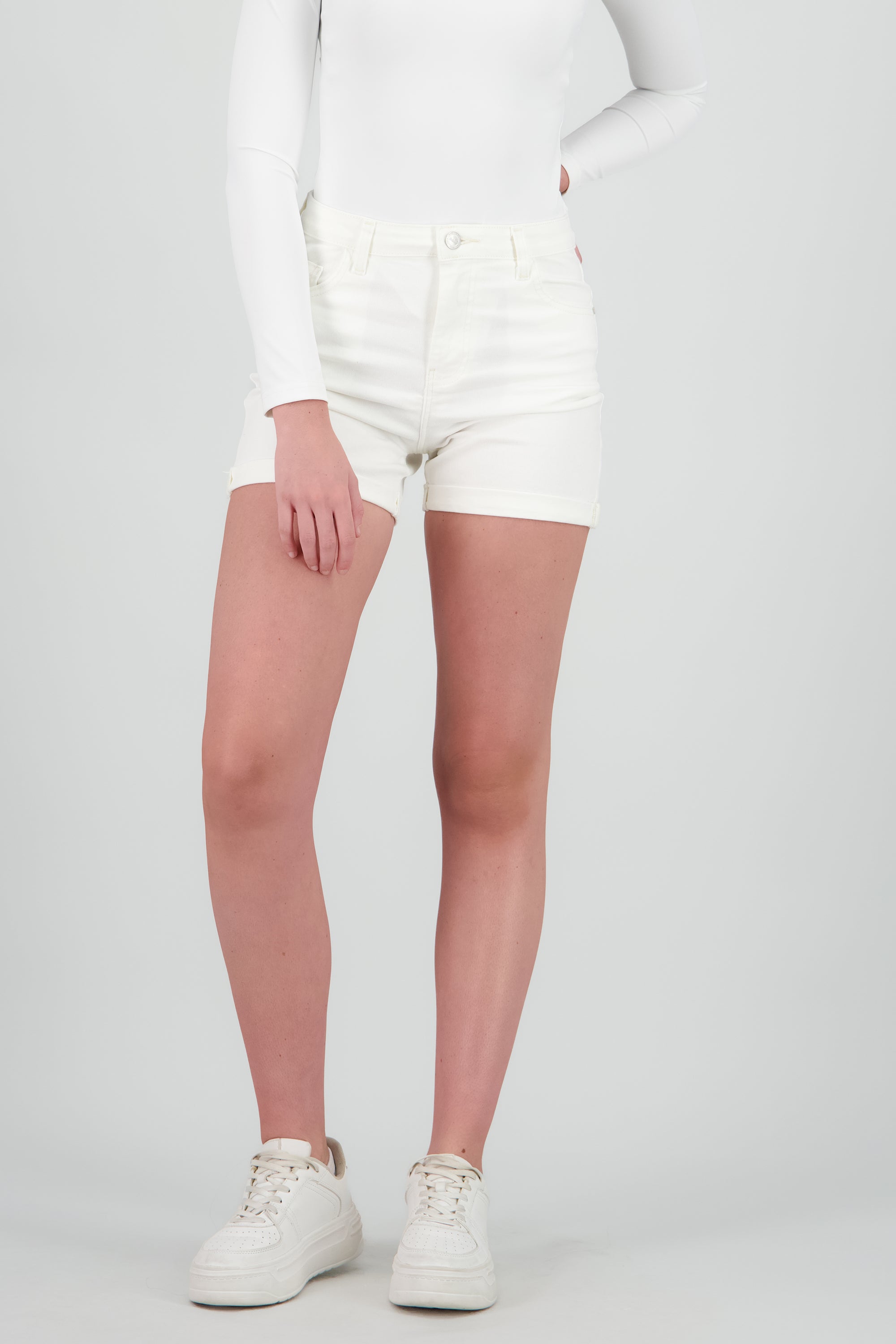 Short roll up mide rise BLANCO