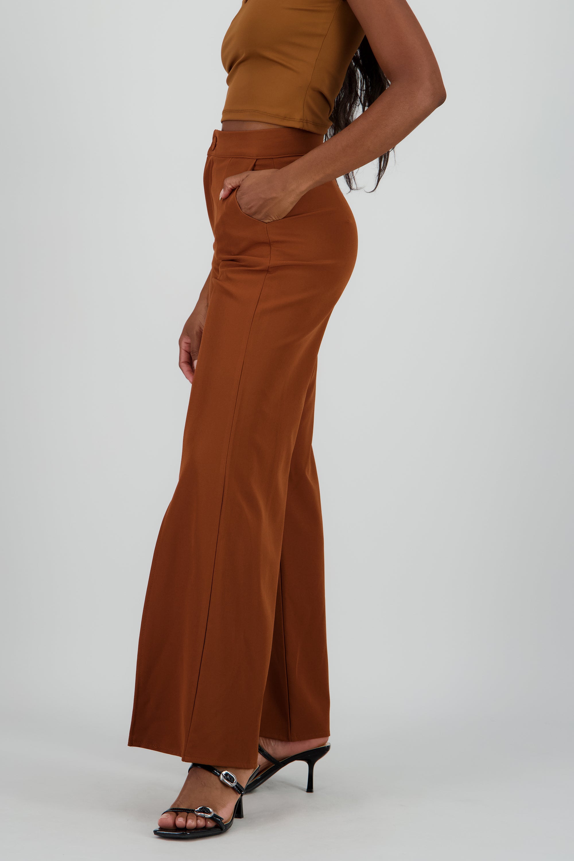Pantalon flared aberturas CHOCOLATE
