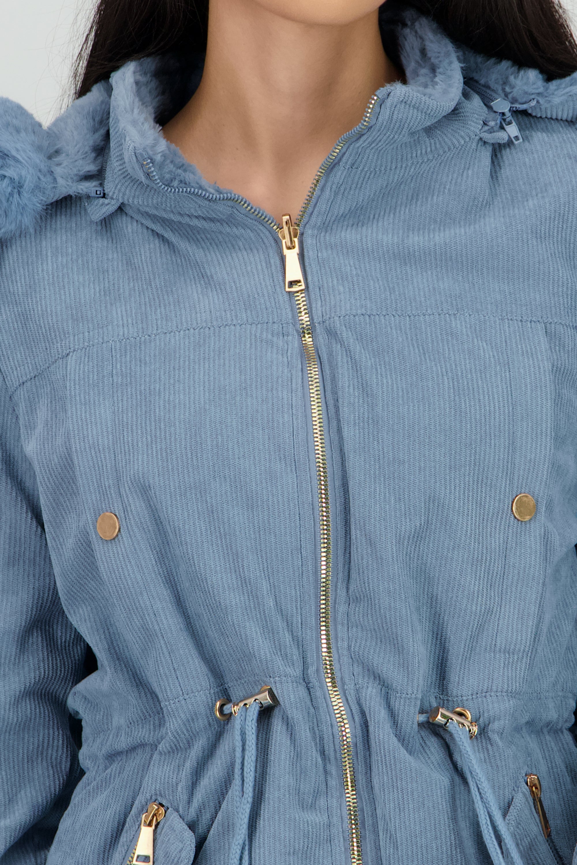 Gabardina doble vista con gorro AZUL
